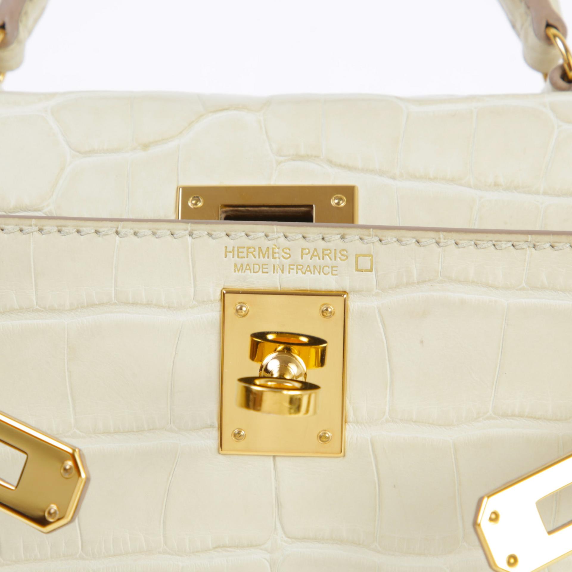Very Good ( Rank A) HERMÈS Mini Kelly II Beton (8L) Matte Alligator Gold hardware U (2022) - 12