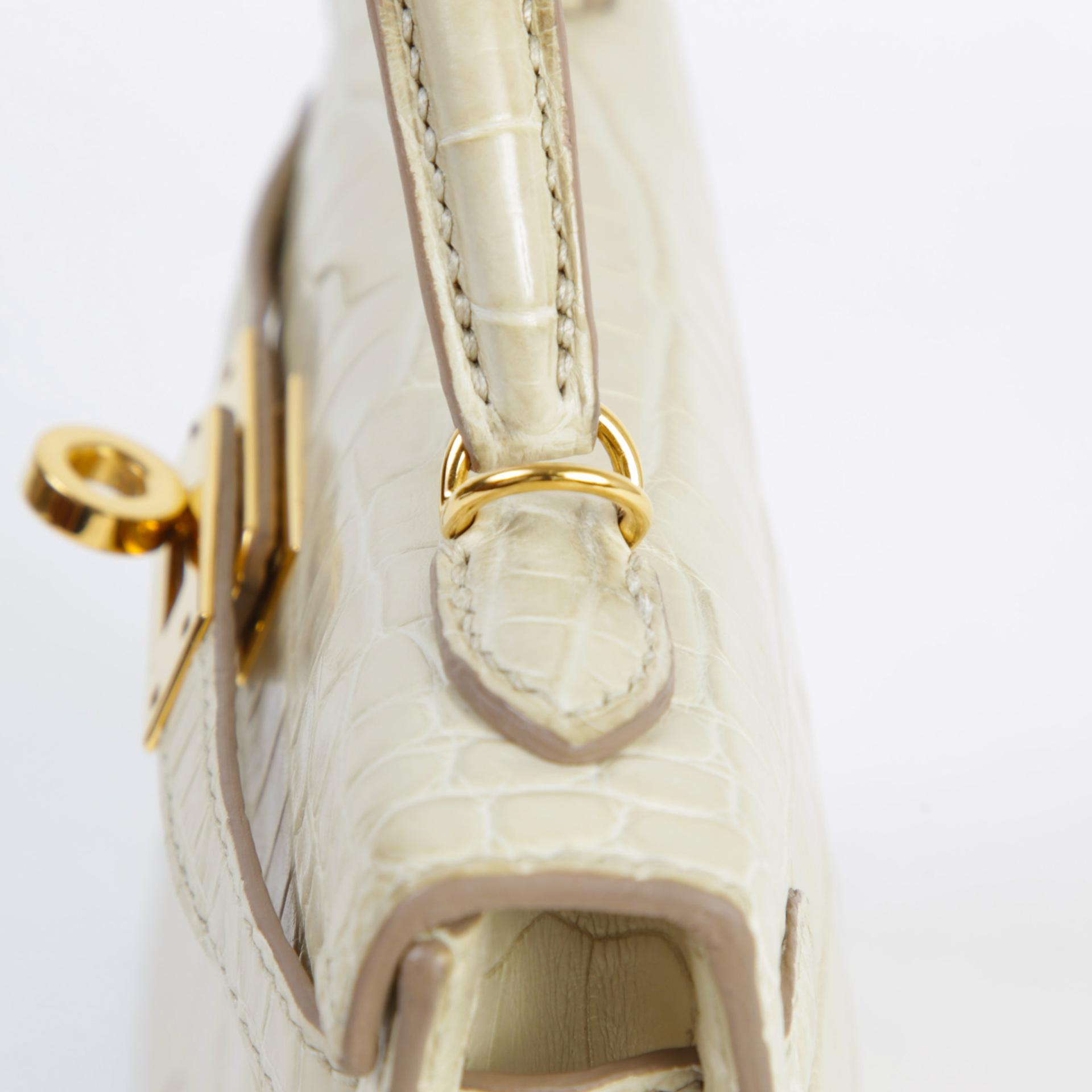 Very Good ( Rank A) HERMÈS Mini Kelly II Beton (8L) Matte Alligator Gold hardware U (2022) - 4