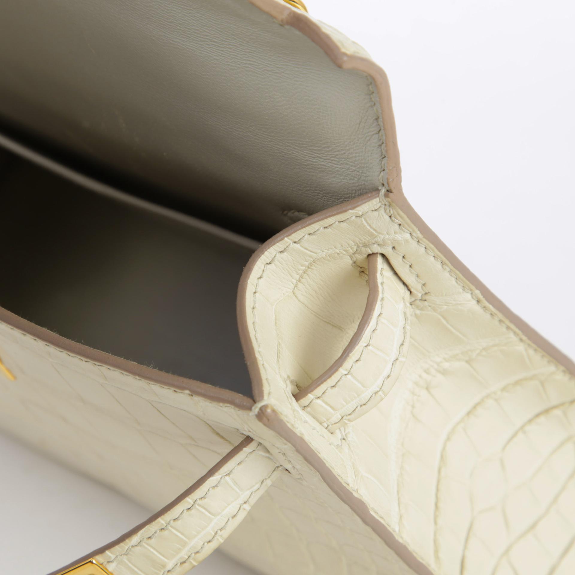 Very Good ( Rank A) HERMÈS Mini Kelly II Beton (8L) Matte Alligator Gold hardware U (2022) - 14