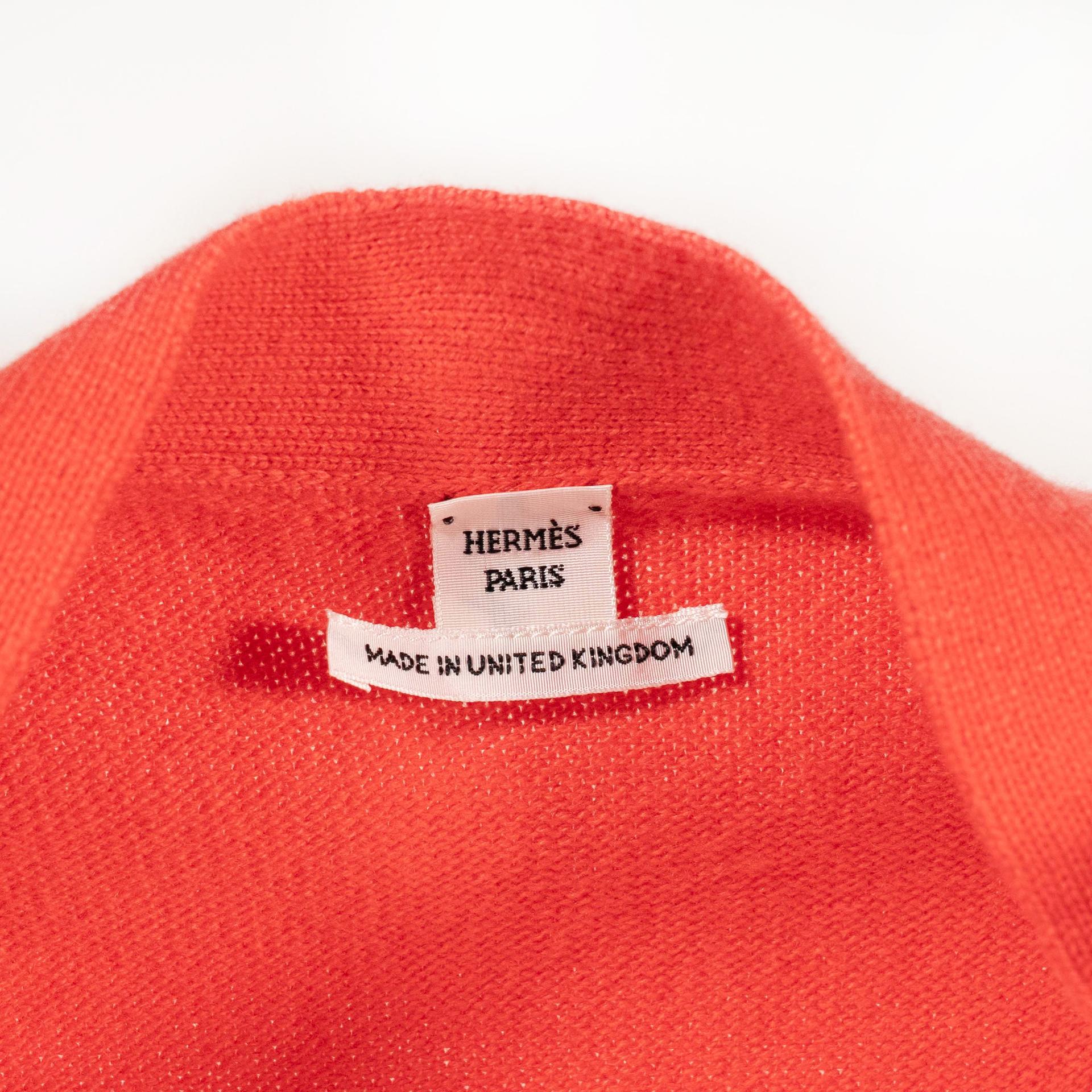 Unused ( Rank NS ) HERMÈS V-neck knit cardigan Orange Cashmere - 3