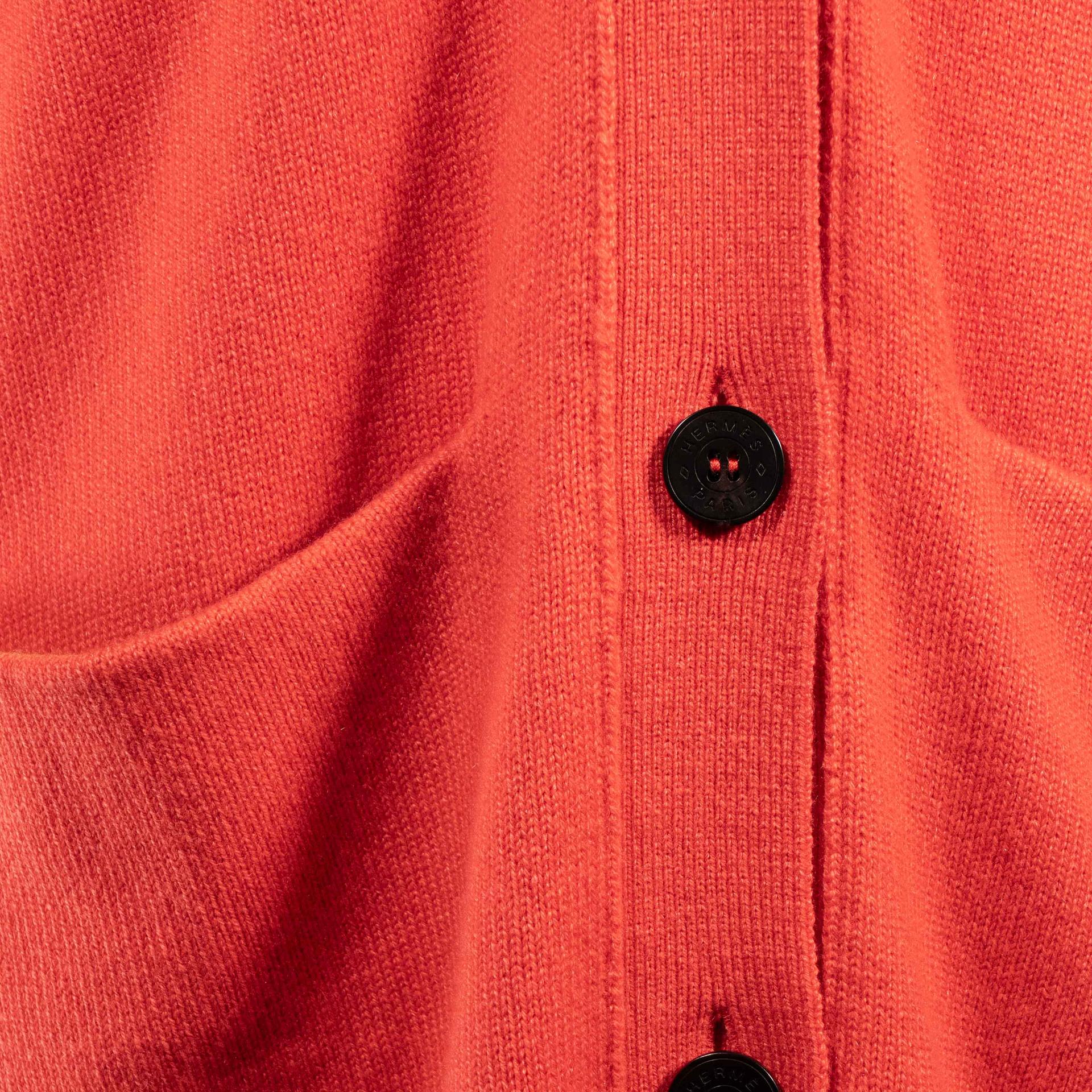Unused ( Rank NS ) HERMÈS V-neck knit cardigan Orange Cashmere - 4
