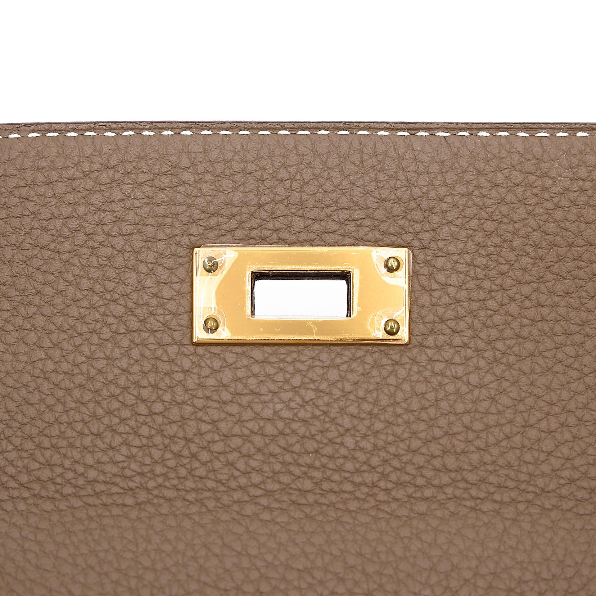 Excellent ( Rank SA ) HERMÈS Kelly 28 Etoupe (18) Togo Gold hardware Z (2021) - 18