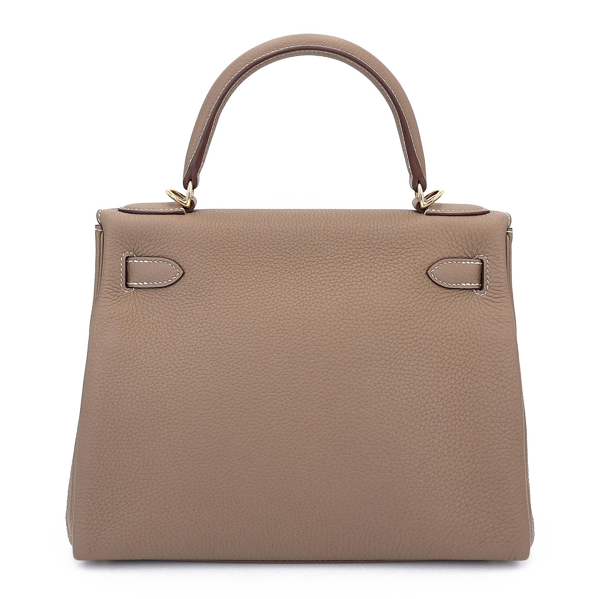 Excellent ( Rank SA ) HERMÈS Kelly 28 Etoupe (18) Togo Gold hardware Z (2021) - 2