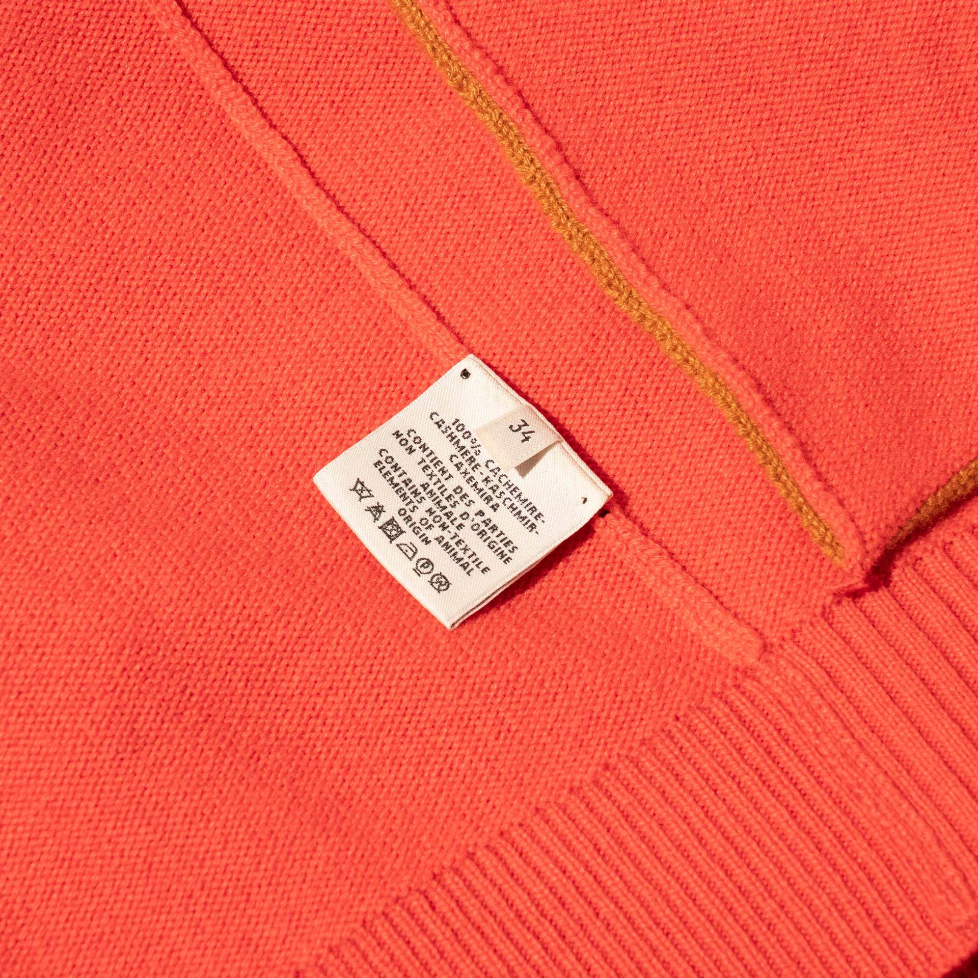 Unused ( Rank NS ) HERMÈS V-neck knit cardigan Orange Cashmere - 5