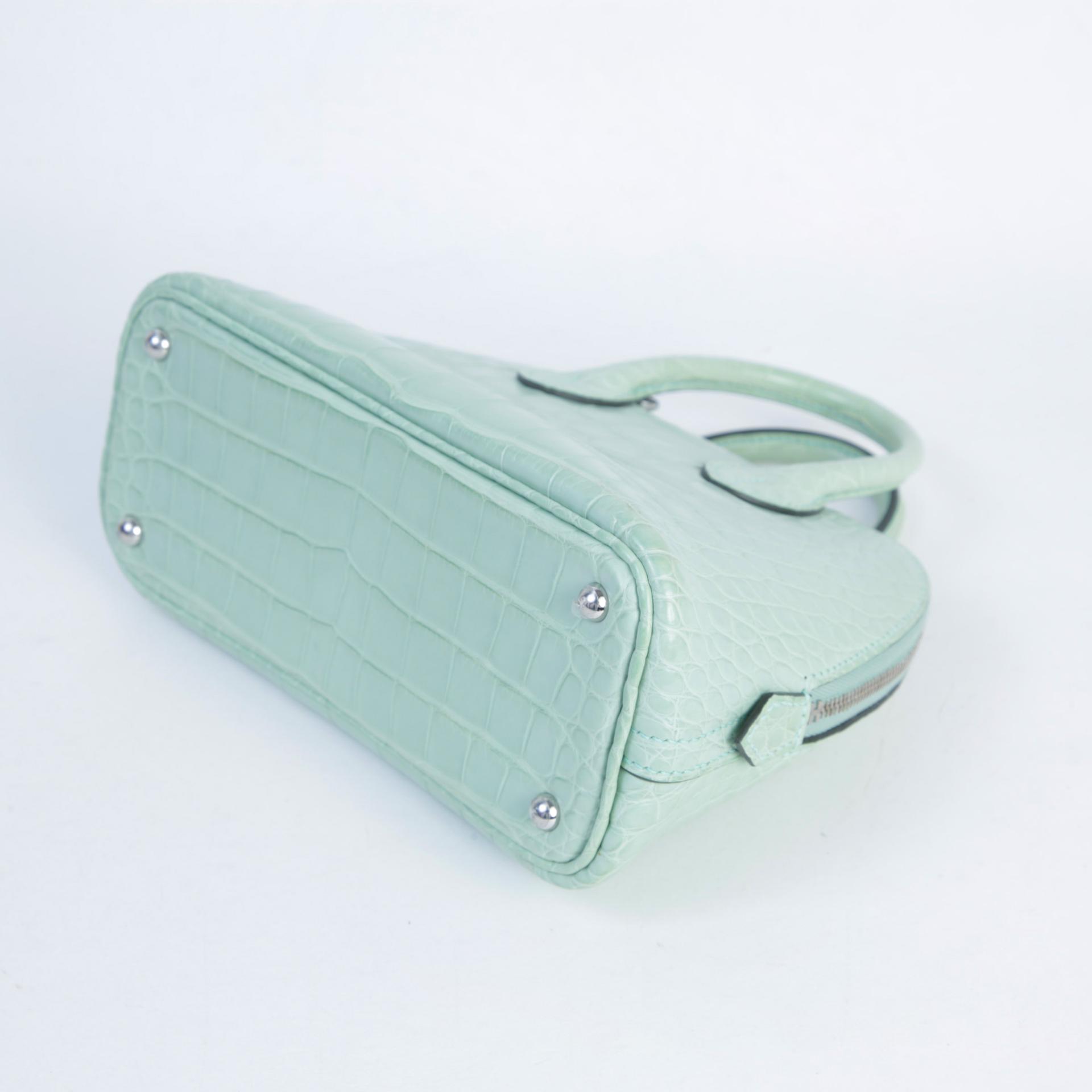 Very Good ( Rank A) HERMÈS Mini Bolide 1923 Vert d’Eau (6U) Matte Alligator Palladium hardware Z (2021) - 5