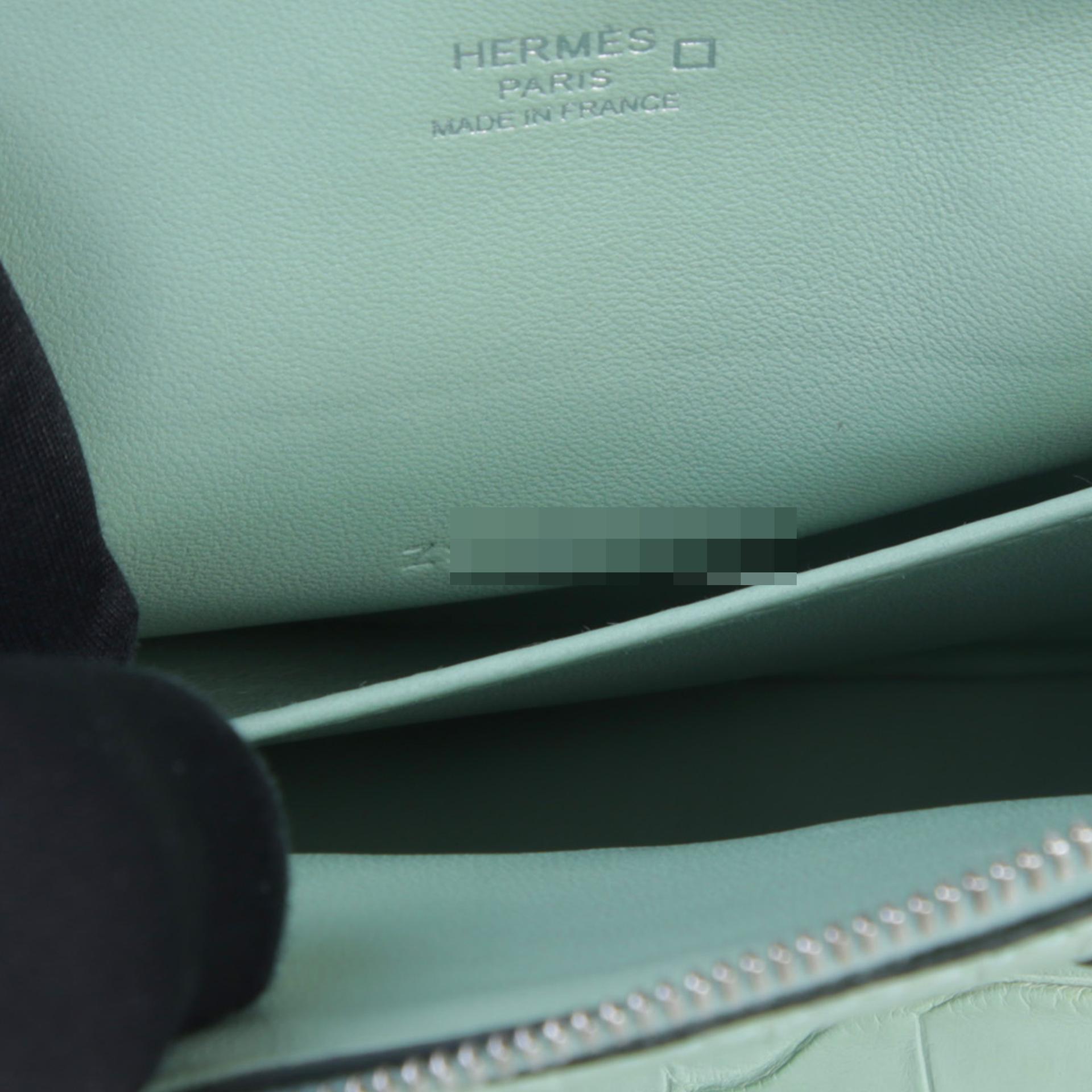 Very Good ( Rank A) HERMÈS Mini Bolide 1923 Vert d’Eau (6U) Matte Alligator Palladium hardware Z (2021) - 10