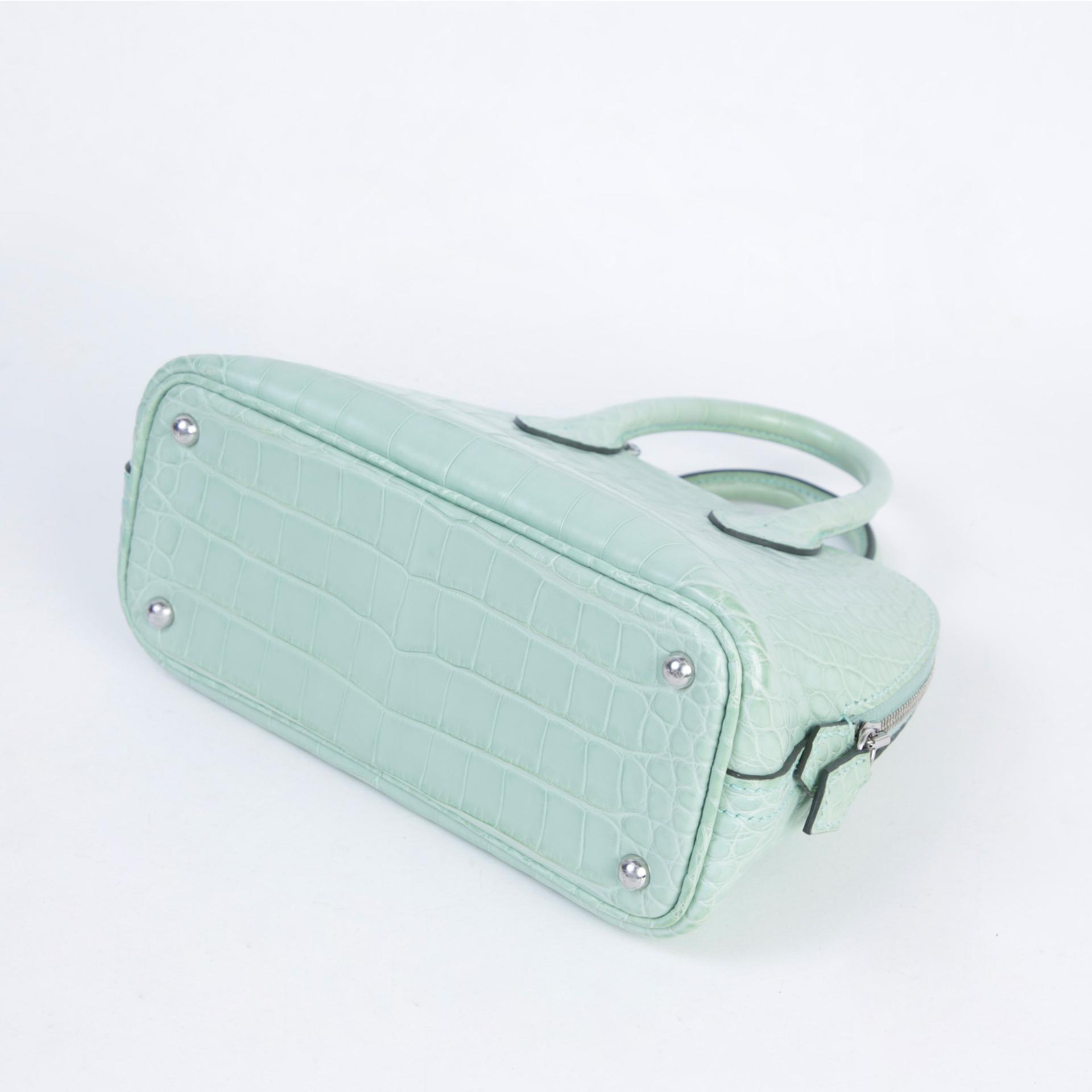 Very Good ( Rank A) HERMÈS Mini Bolide 1923 Vert d’Eau (6U) Matte Alligator Palladium hardware Z (2021) - 7