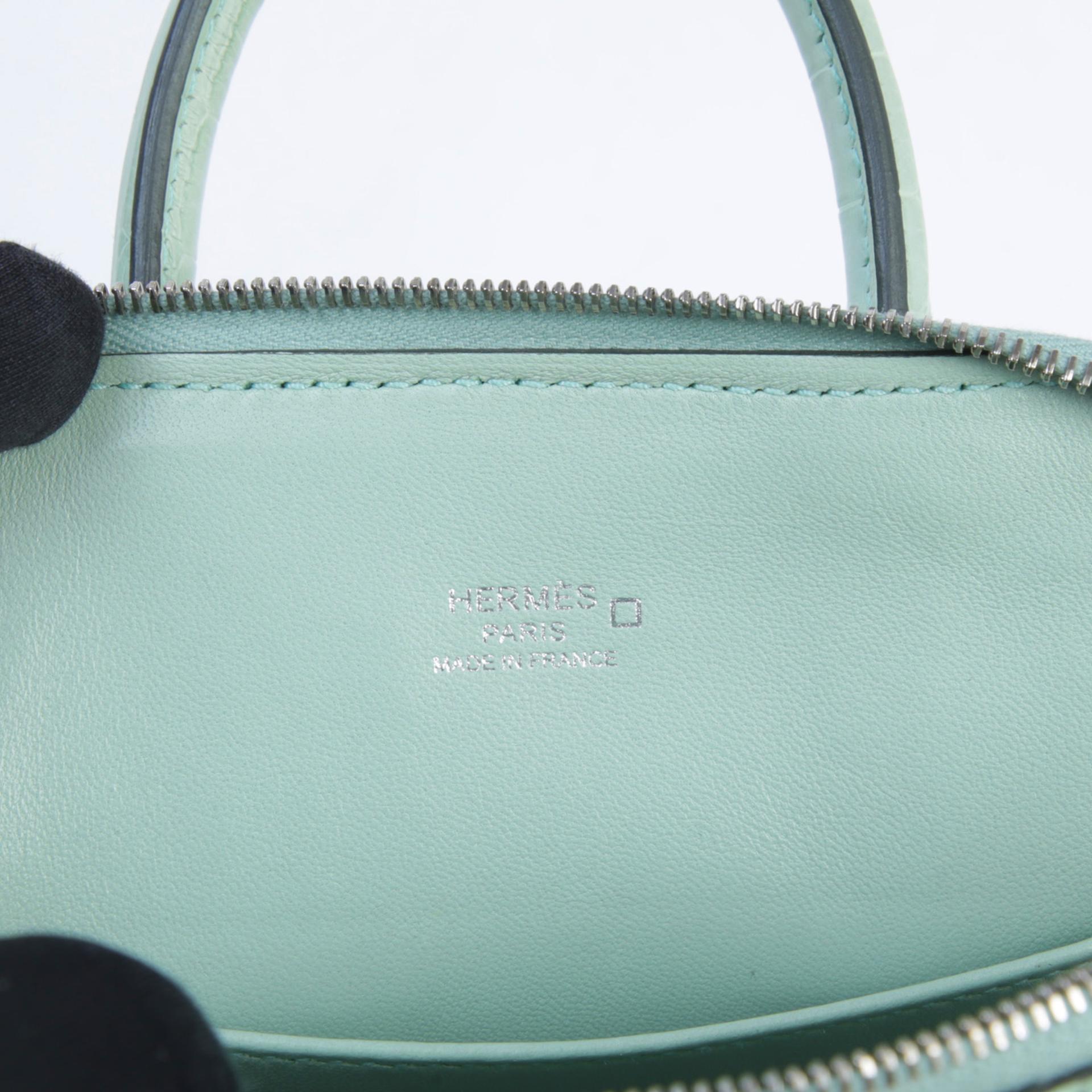 Very Good ( Rank A) HERMÈS Mini Bolide 1923 Vert d’Eau (6U) Matte Alligator Palladium hardware Z (2021) - 8