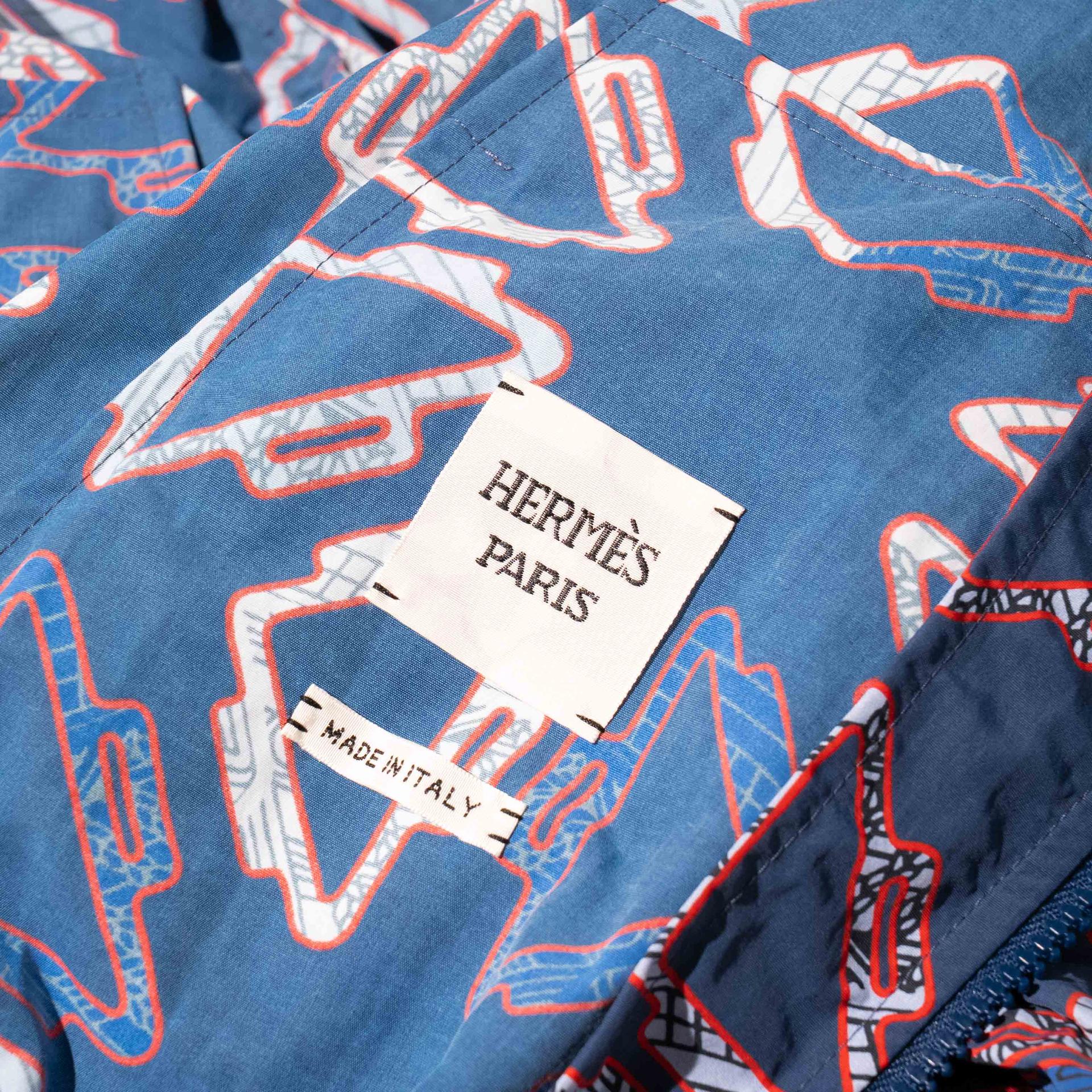 Brand New ( Rank N ) HERMÈS 「Tatersales」short beach windbreaker Blue Polyamide - 5