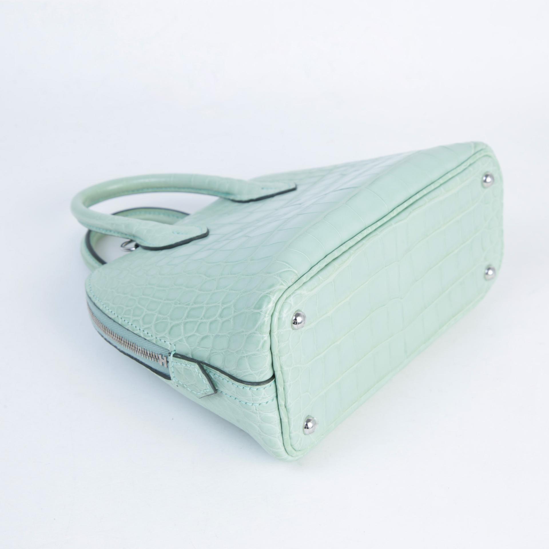 Very Good ( Rank A) HERMÈS Mini Bolide 1923 Vert d’Eau (6U) Matte Alligator Palladium hardware Z (2021) - 6