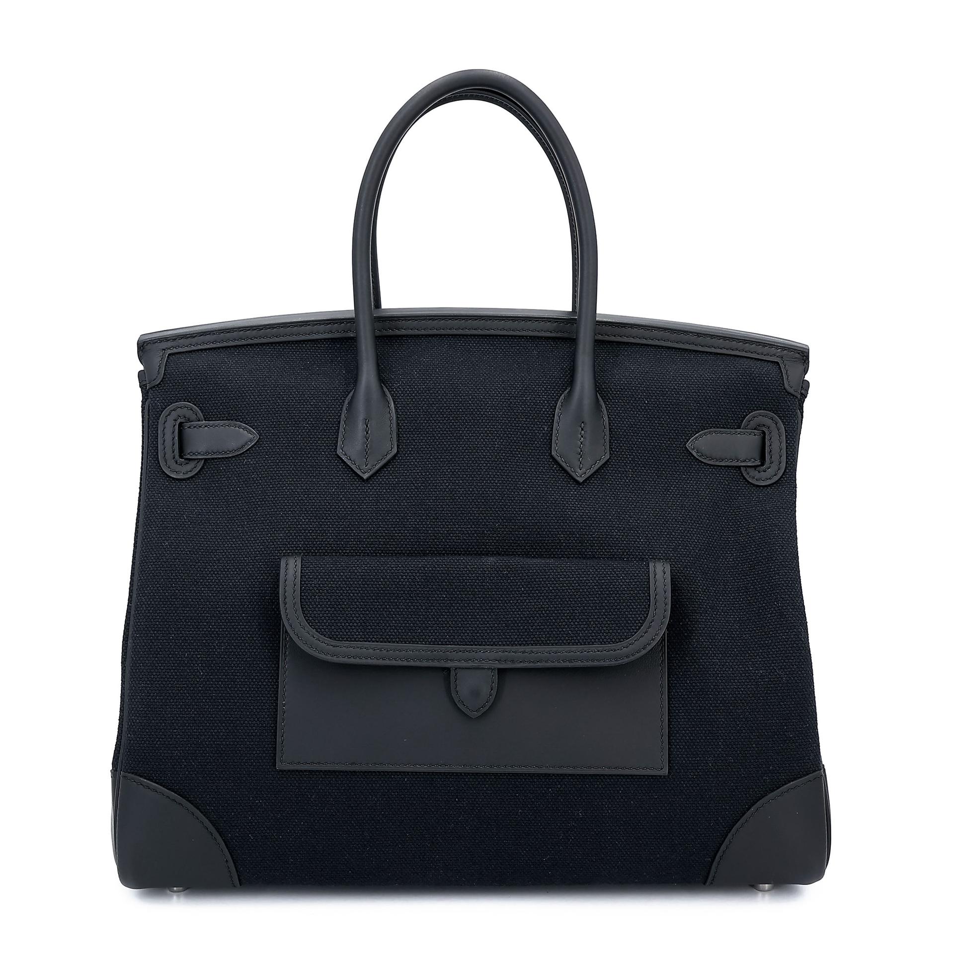 Brand New ( Rank N ) HERMÈS Limited Edition Birkin Cargo 35 Noir (89) Toile Goeland canvas Swift Palladium hardware K (2025) - 2