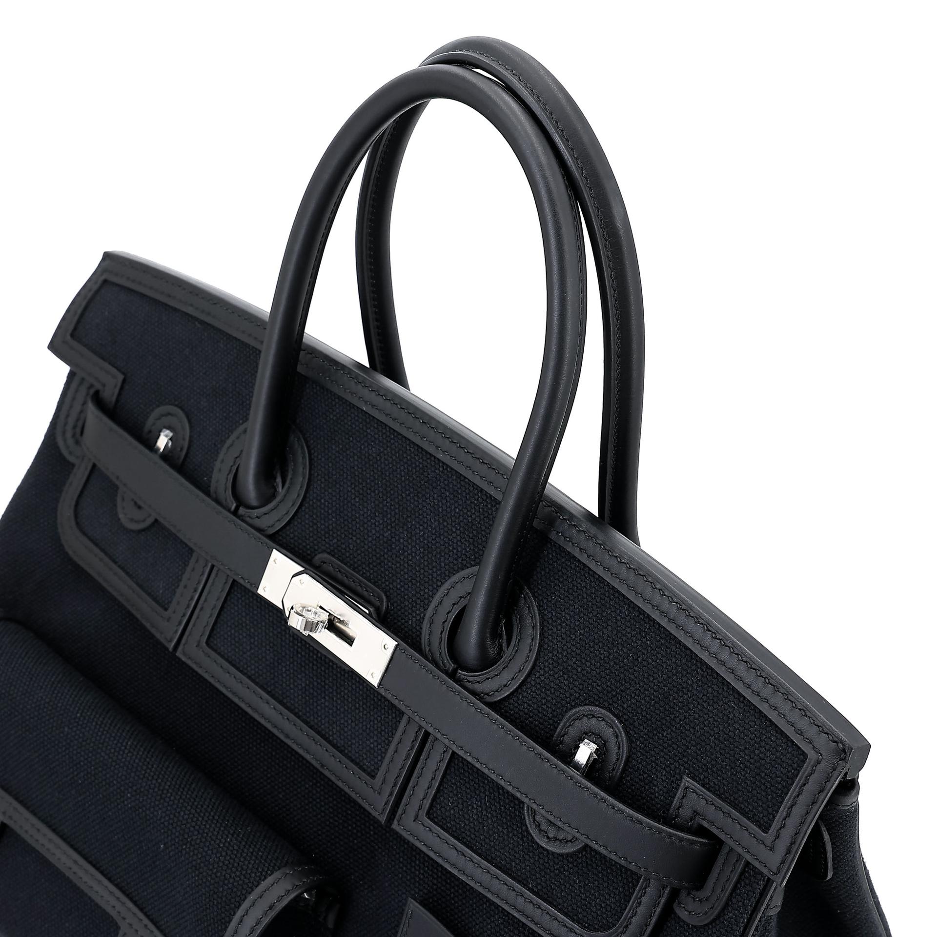 Brand New ( Rank N ) HERMÈS Limited Edition Birkin Cargo 35 Noir (89) Toile Goeland canvas Swift Palladium hardware K (2025) - 5