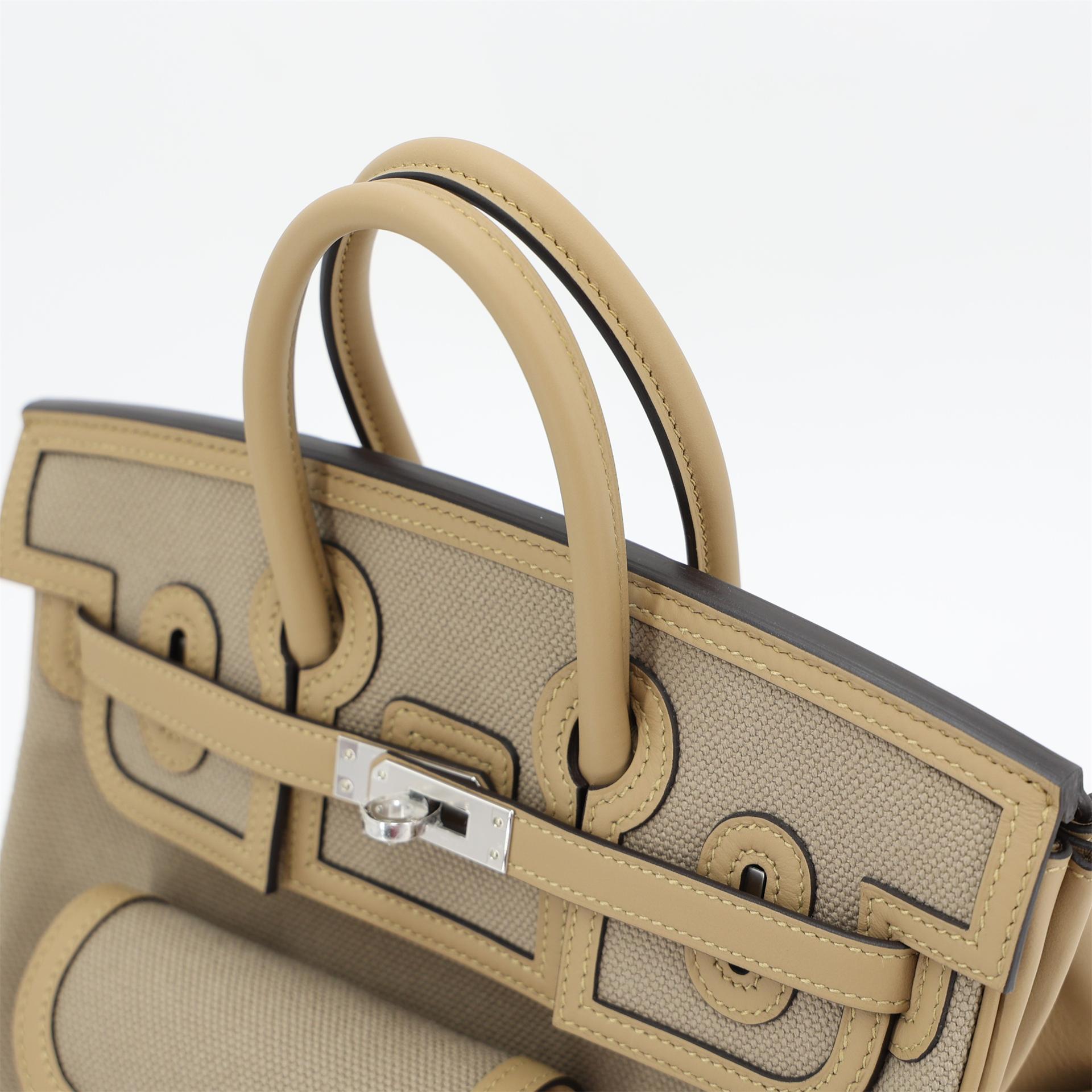 Brand New ( Rank N ) HERMÈS Limited Edition Birkin Cargo 25 Beige Marfa (8Q) Poussiere (1C) Swift Canvas Palladium hardware K (2025) - 5