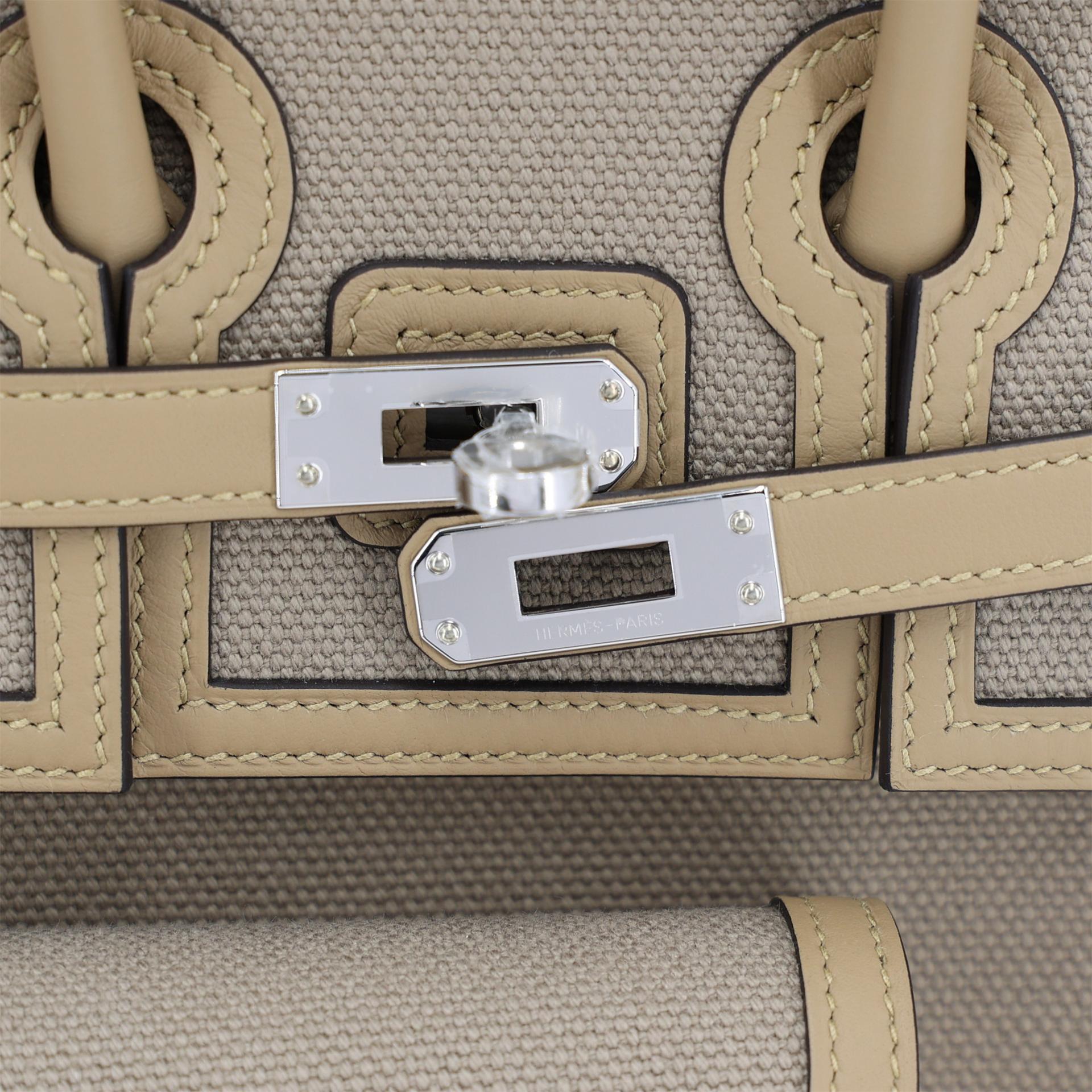 Brand New ( Rank N ) HERMÈS Limited Edition Birkin Cargo 25 Beige Marfa (8Q) Poussiere (1C) Swift Canvas Palladium hardware K (2025) - 10