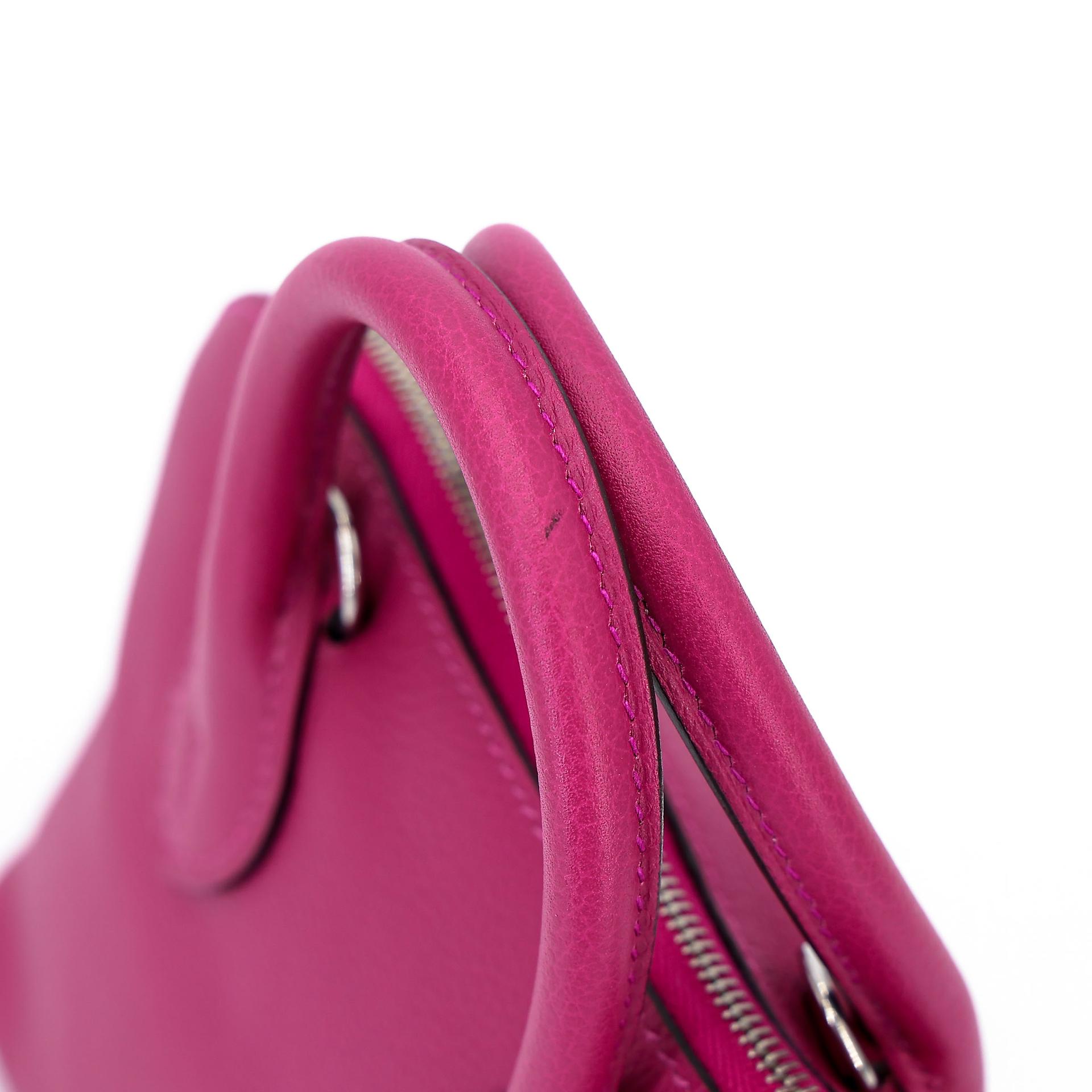 Excellent ( Rank SA ) HERMÈS Mini Bolide 1923 Rose Purple (L3) Evercolor Palladium hardware C (2018) - 12