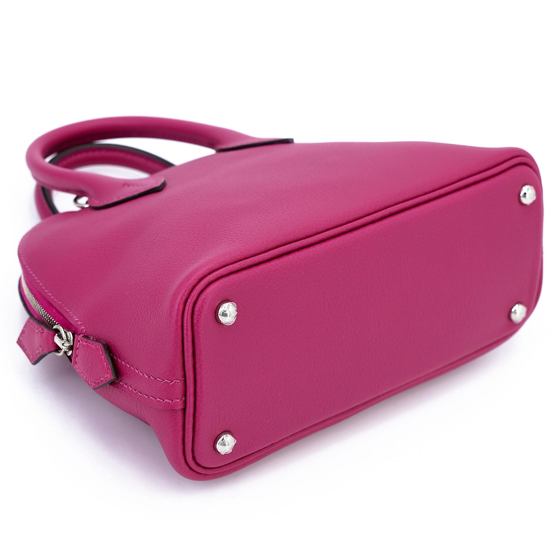 Excellent ( Rank SA ) HERMÈS Mini Bolide 1923 Rose Purple (L3) Evercolor Palladium hardware C (2018) - 5
