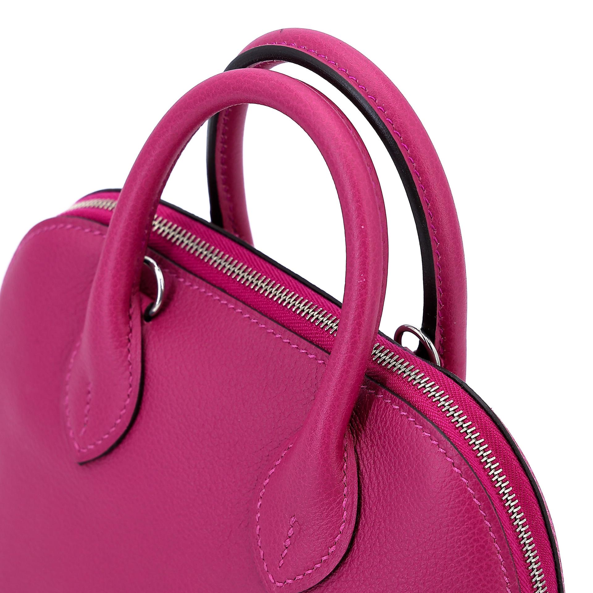 Excellent ( Rank SA ) HERMÈS Mini Bolide 1923 Rose Purple (L3) Evercolor Palladium hardware C (2018) - 3