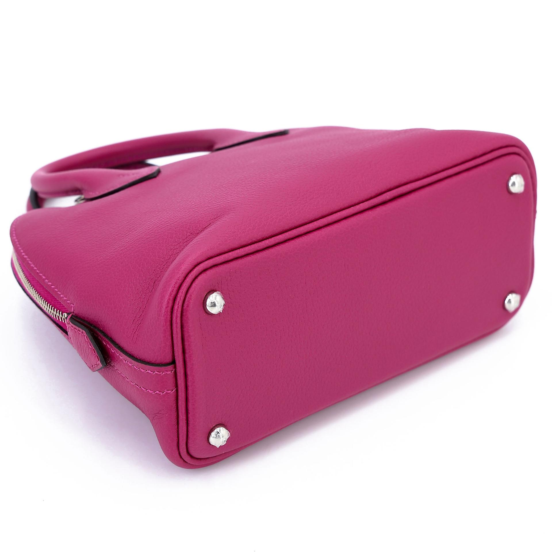Excellent ( Rank SA ) HERMÈS Mini Bolide 1923 Rose Purple (L3) Evercolor Palladium hardware C (2018) - 7