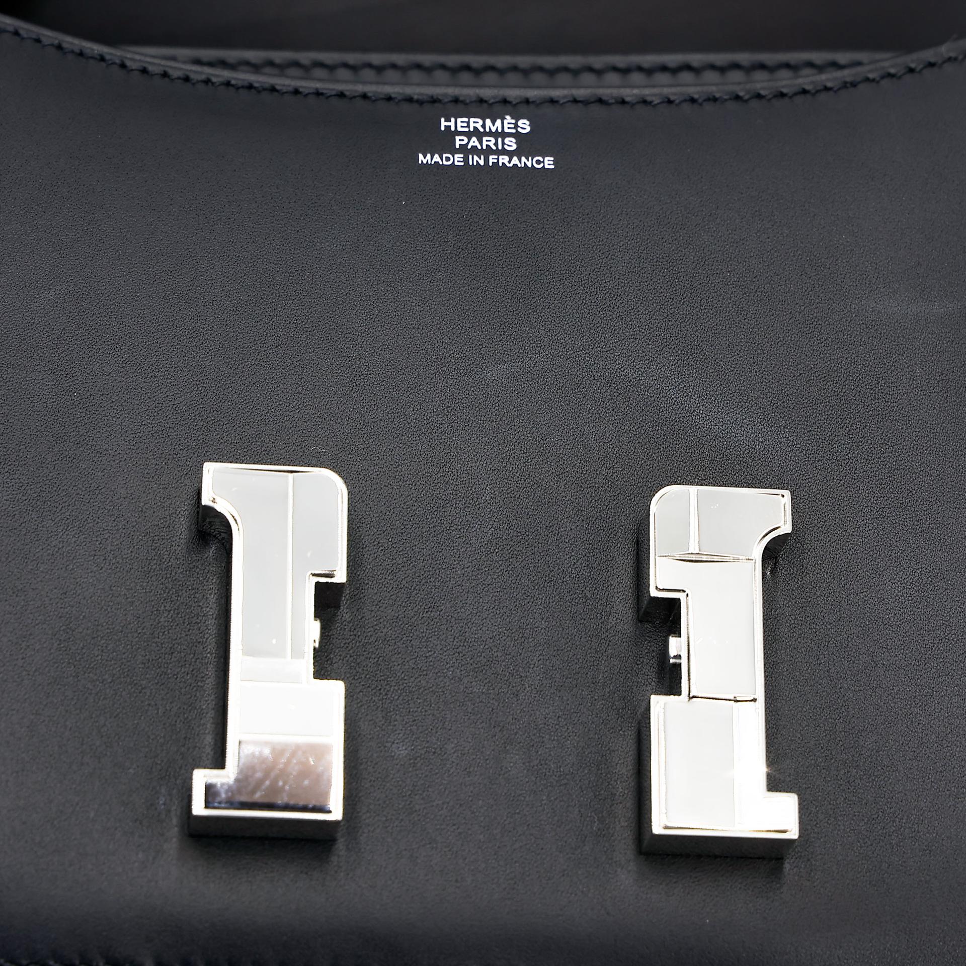 Very Good ( Rank A) HERMÈS Limited Edition Constance Mini Studio Noir (89) Monsieur Palladium hardware Z (2021) - 14