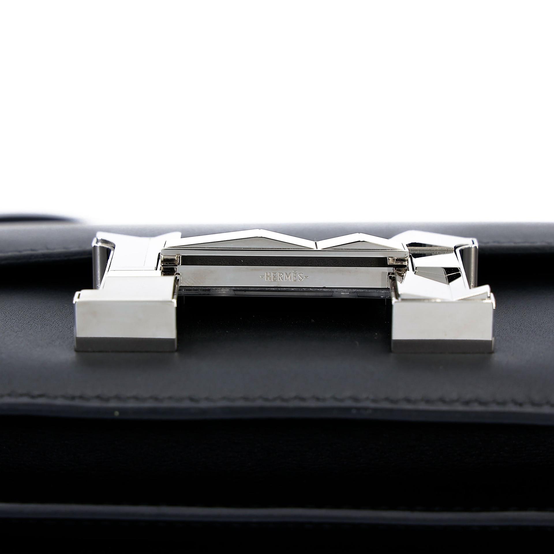 Very Good ( Rank A) HERMÈS Limited Edition Constance Mini Studio Noir (89) Monsieur Palladium hardware Z (2021) - 9