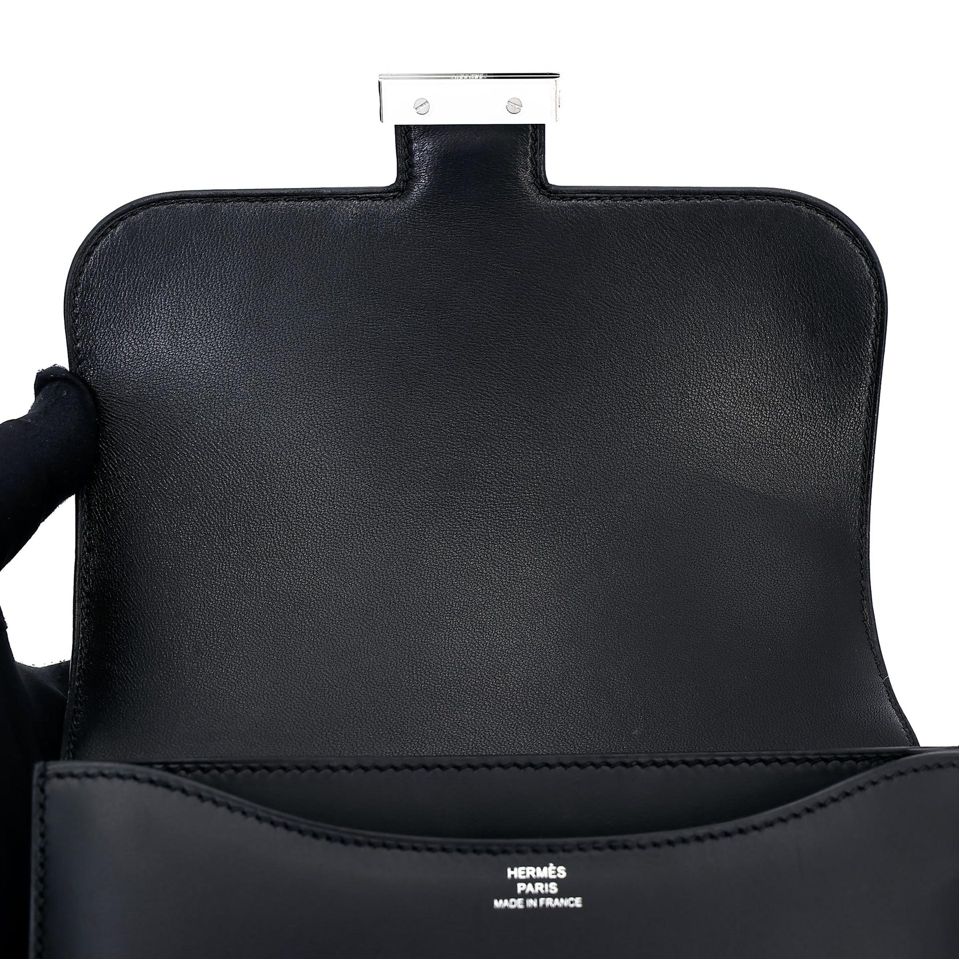 Very Good ( Rank A) HERMÈS Limited Edition Constance Mini Studio Noir (89) Monsieur Palladium hardware Z (2021) - 11