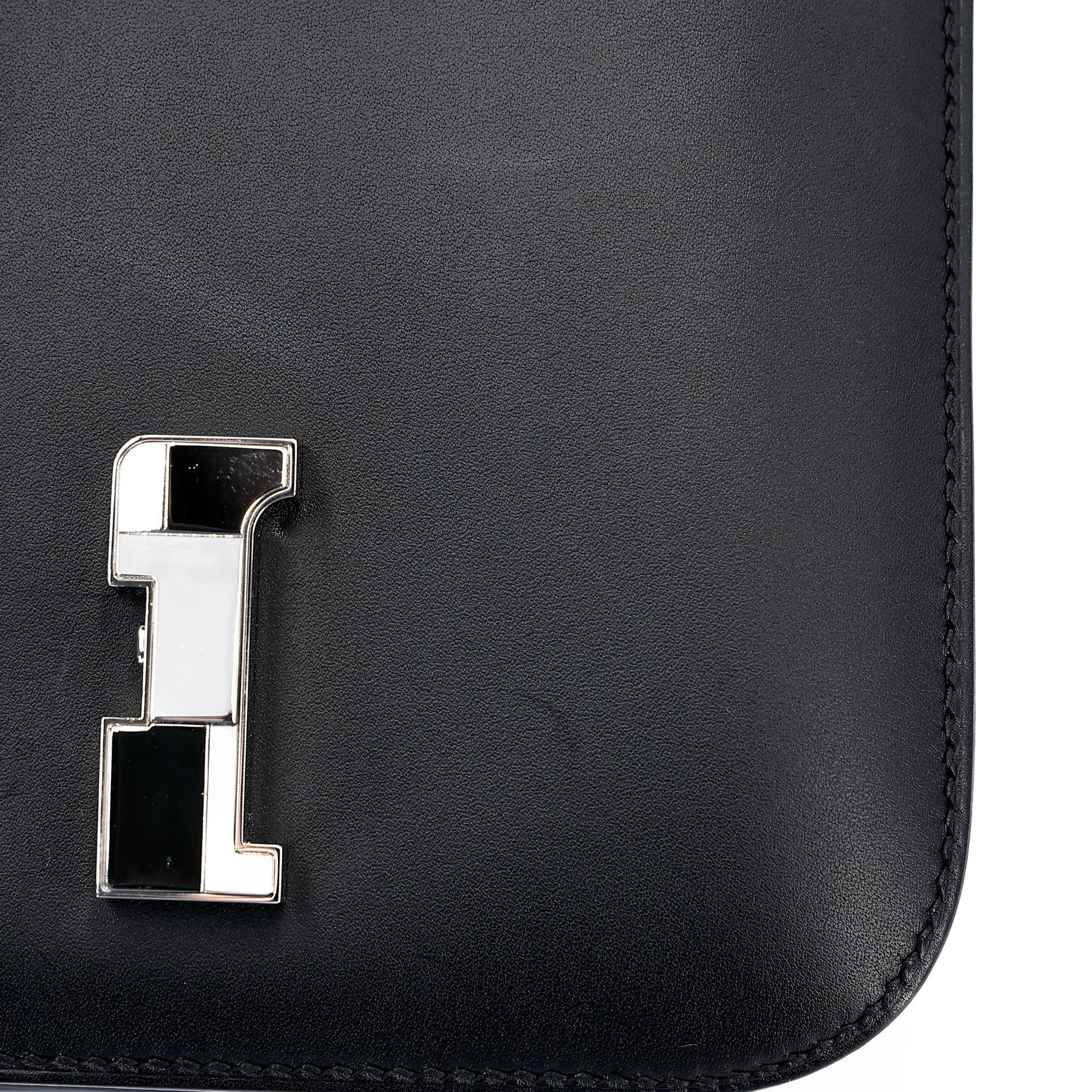 Very Good ( Rank A) HERMÈS Limited Edition Constance Mini Studio Noir (89) Monsieur Palladium hardware Z (2021) - 12