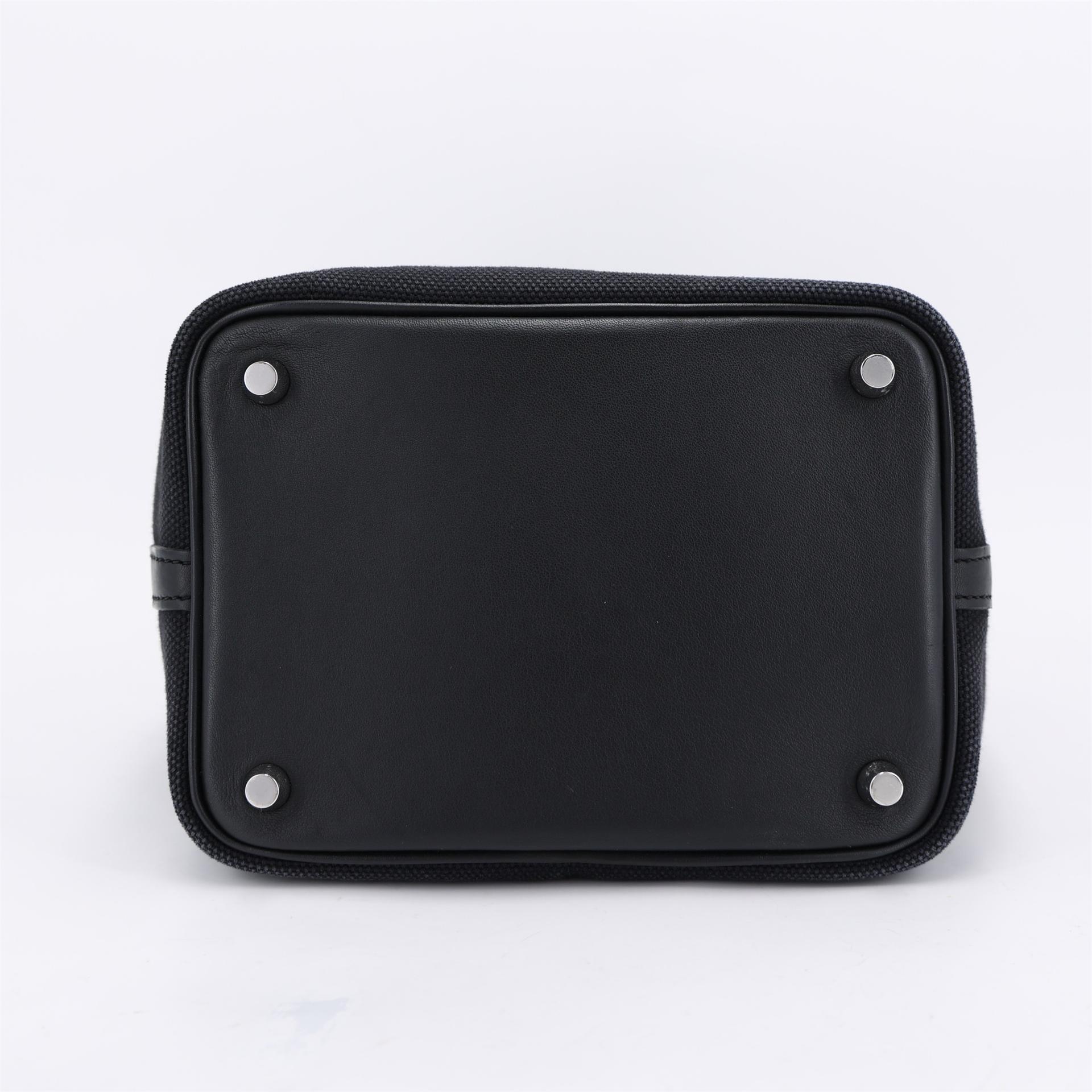 Excellent ( Rank SA ) HERMÈS Limited Edition Picotin Lock PM Cargo Noir (89) Swift Canvas Palladium hardware Z (2021) - 6