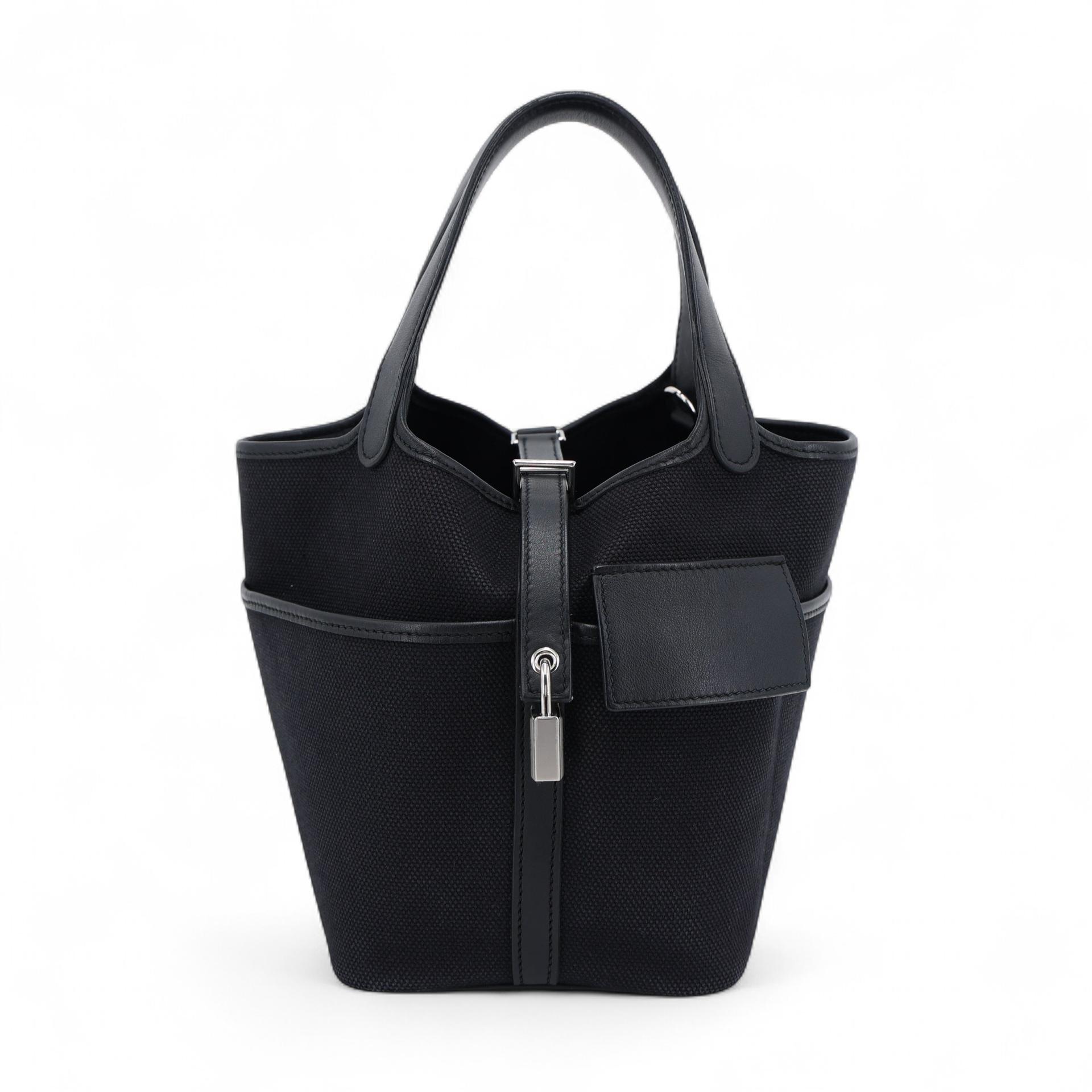 Excellent ( Rank SA ) HERMÈS Limited Edition Picotin Lock PM Cargo Noir (89) Swift Canvas Palladium hardware Z (2021) - 1