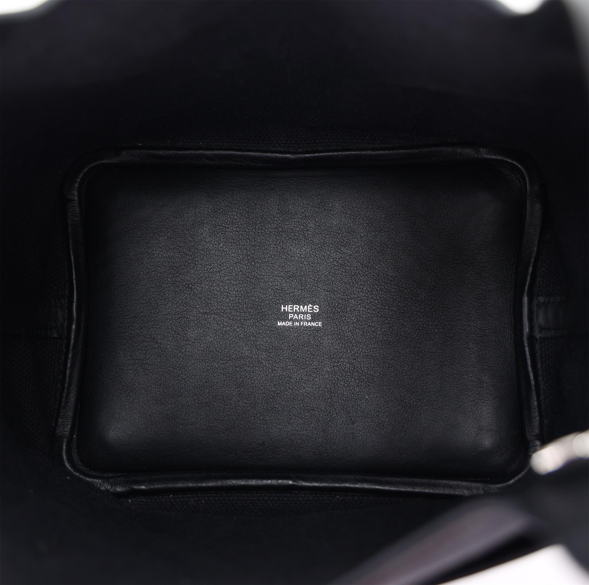 Excellent ( Rank SA ) HERMÈS Limited Edition Picotin Lock PM Cargo Noir (89) Swift Canvas Palladium hardware Z (2021) - 13