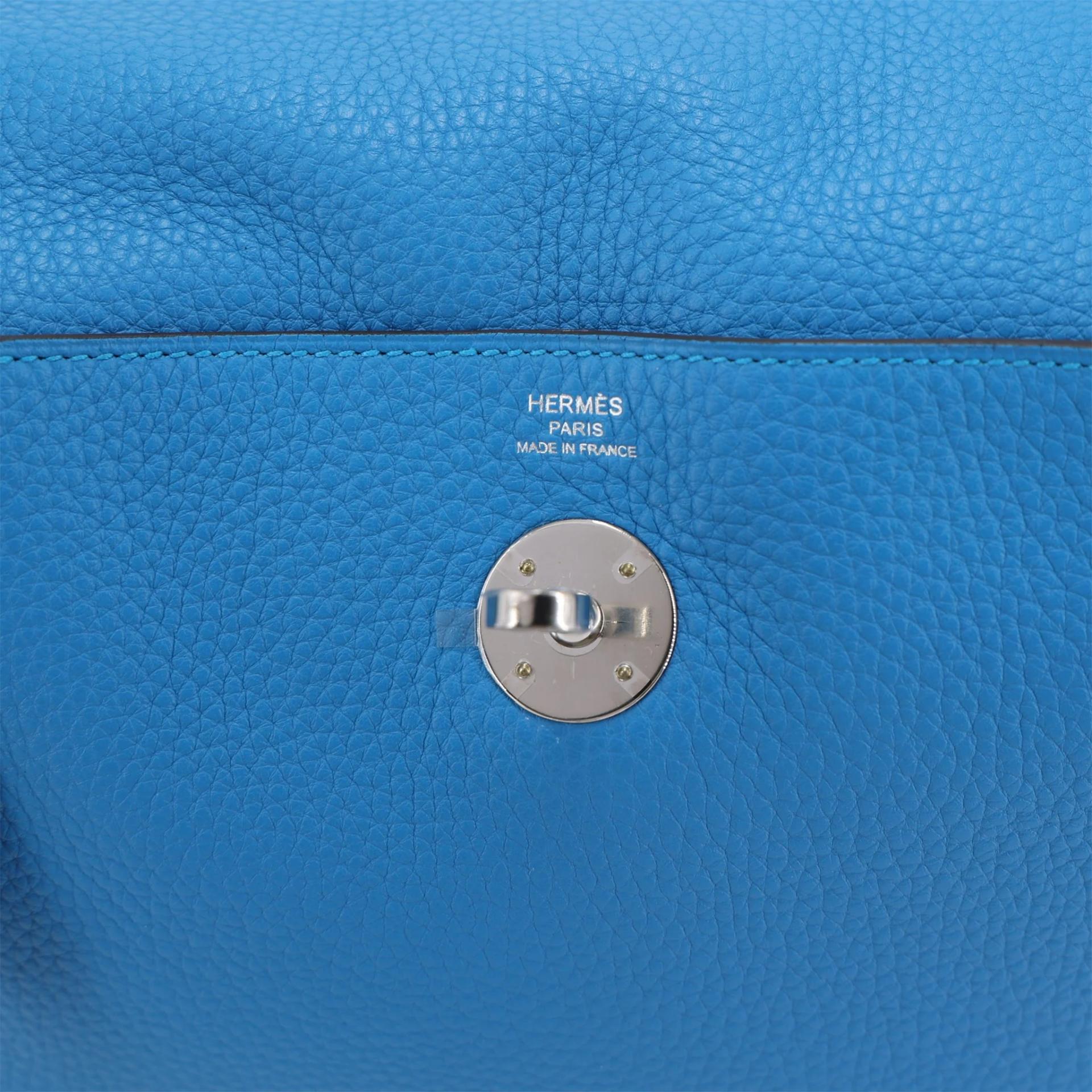 Unused ( Rank NS ) HERMÈS Lindy 26 Bleu Zanzibar (B3) Clemence Palladium hardware A (2017) - 9