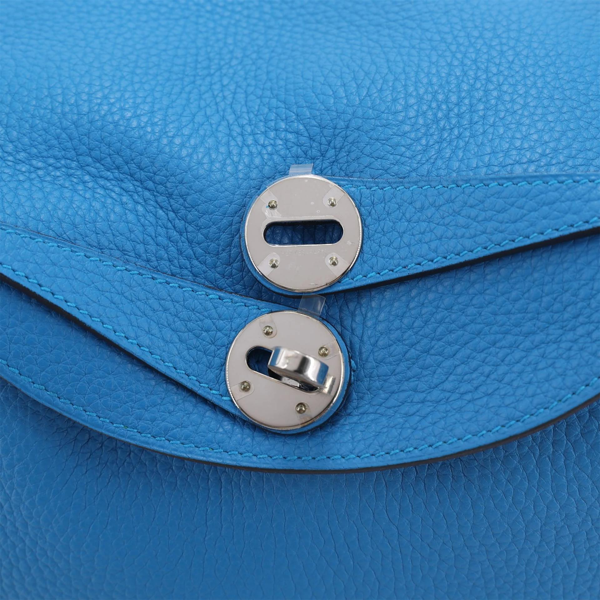 Unused ( Rank NS ) HERMÈS Lindy 26 Bleu Zanzibar (B3) Clemence Palladium hardware A (2017) - 8
