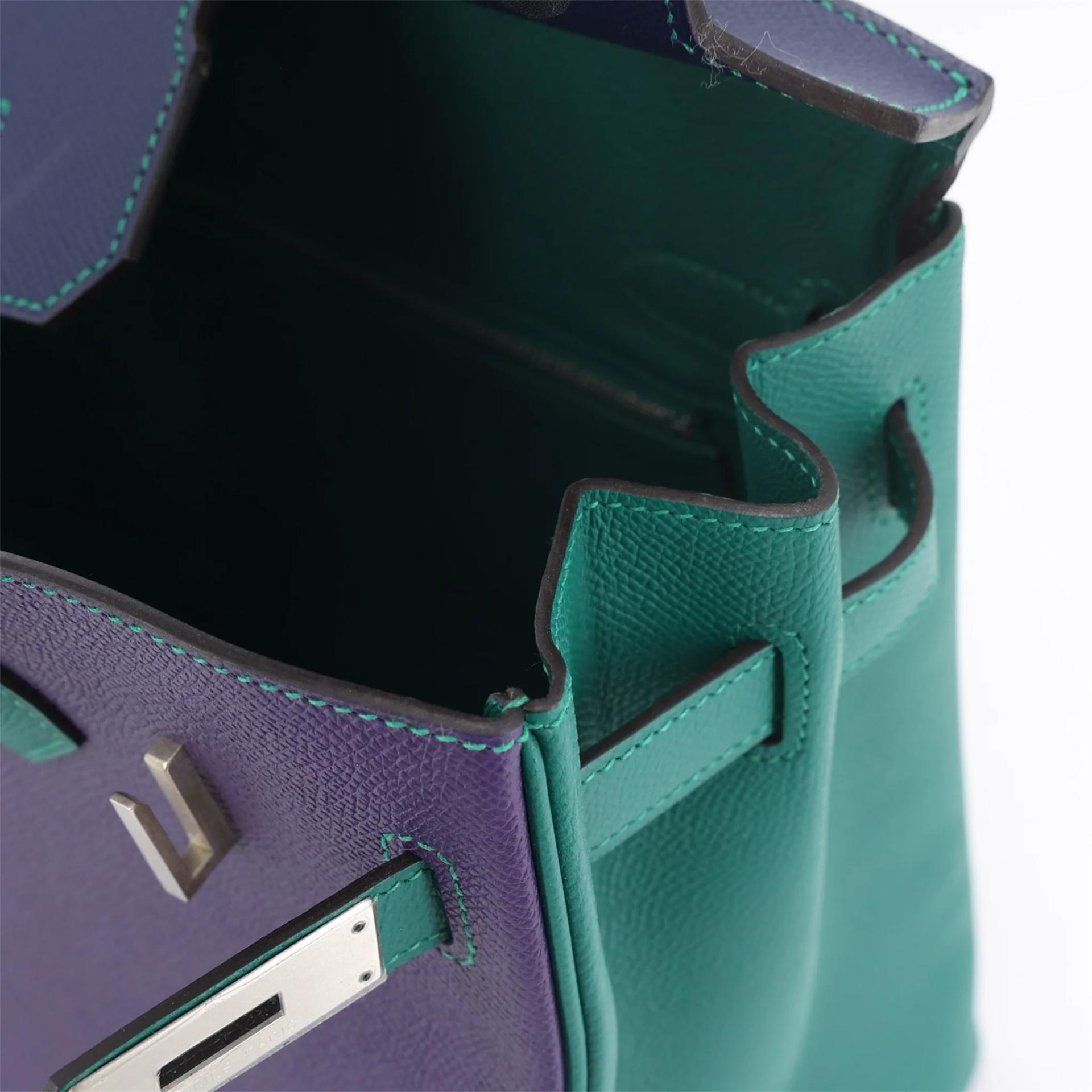 SA超美品 HERMÈS 愛馬仕 馬蹄印定制 Birkin 30 9K 鳶尾紫 Iris Z6 孔雀綠 Malachite 73 寶石藍 Bleu Saphir Epsom牛皮 拉絲銀扣 □R刻 2014年 - 13