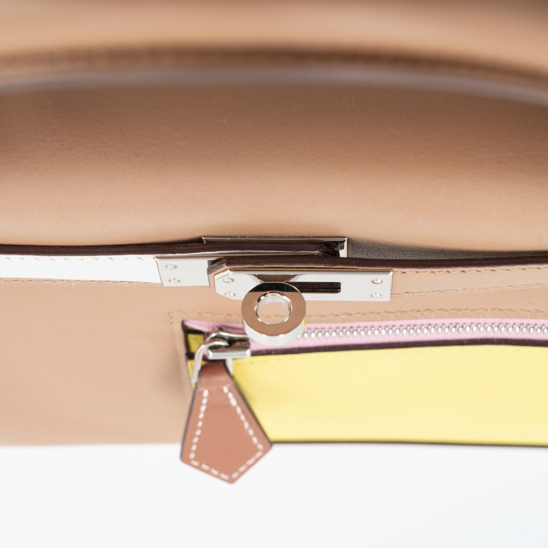 Very Good ( Rank A) HERMÈS Limited Edition Kelly 25 Colormatic Chai (0M) Lime (9R) Bleu Brume (T0) Cassis (N5) Nata (I2) Swift Palladium hardware B (2023) - 16