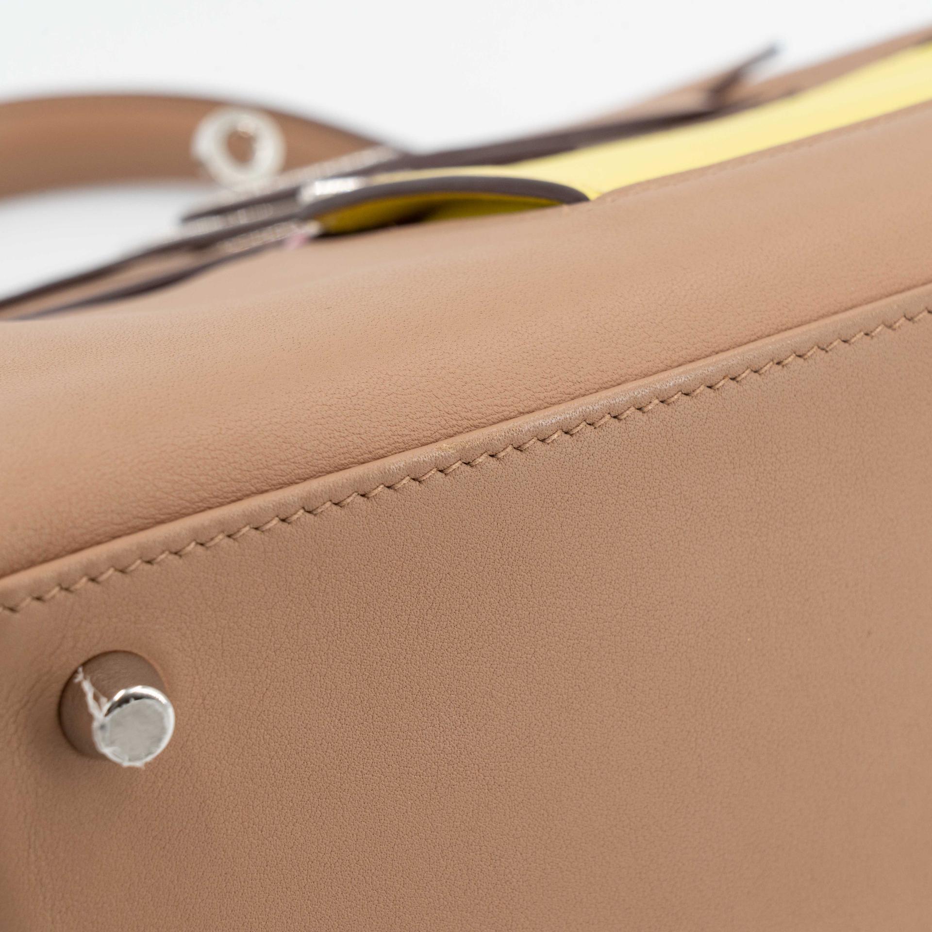Very Good ( Rank A) HERMÈS Limited Edition Kelly 25 Colormatic Chai (0M) Lime (9R) Bleu Brume (T0) Cassis (N5) Nata (I2) Swift Palladium hardware B (2023) - 12