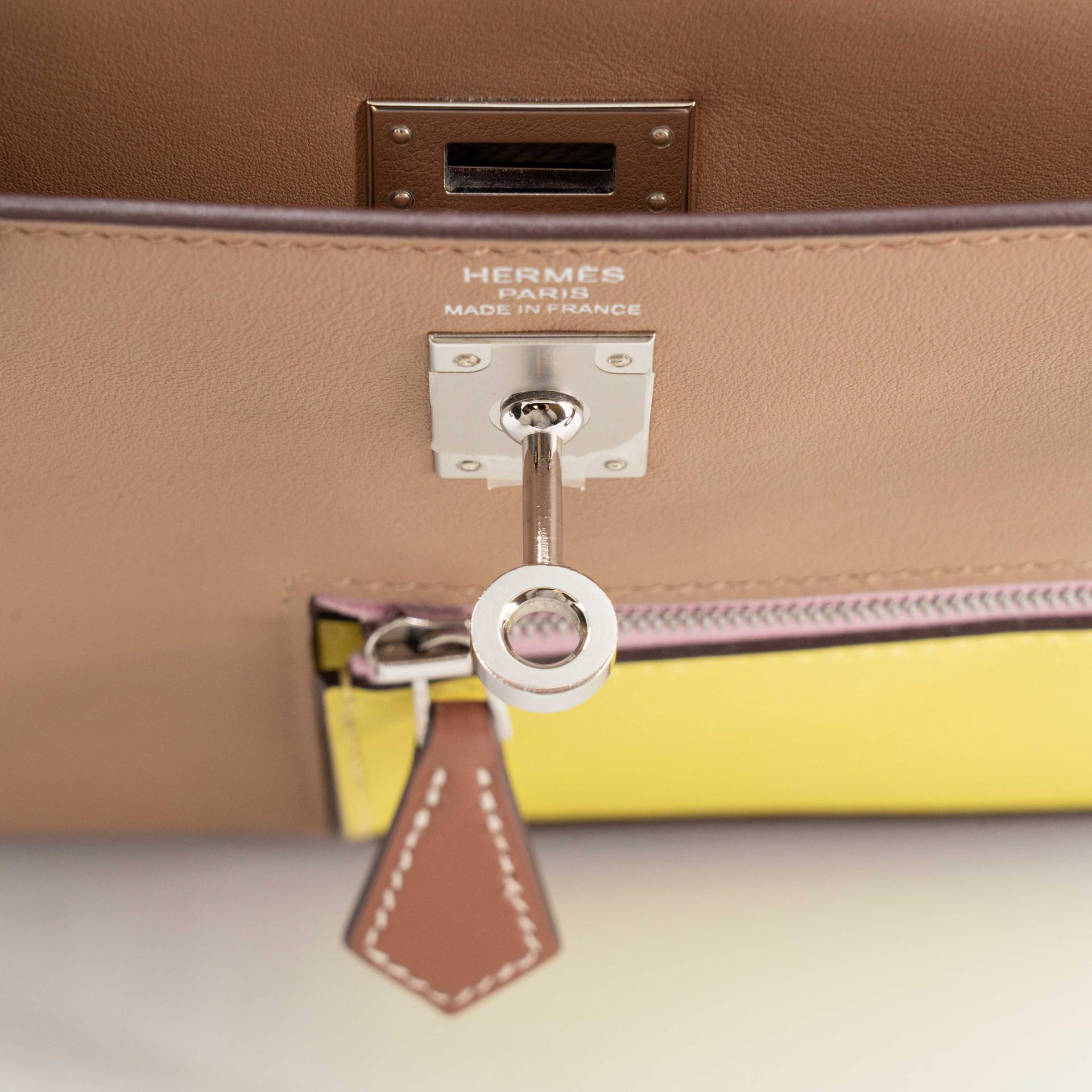 Very Good ( Rank A) HERMÈS Limited Edition Kelly 25 Colormatic Chai (0M) Lime (9R) Bleu Brume (T0) Cassis (N5) Nata (I2) Swift Palladium hardware B (2023) - 17