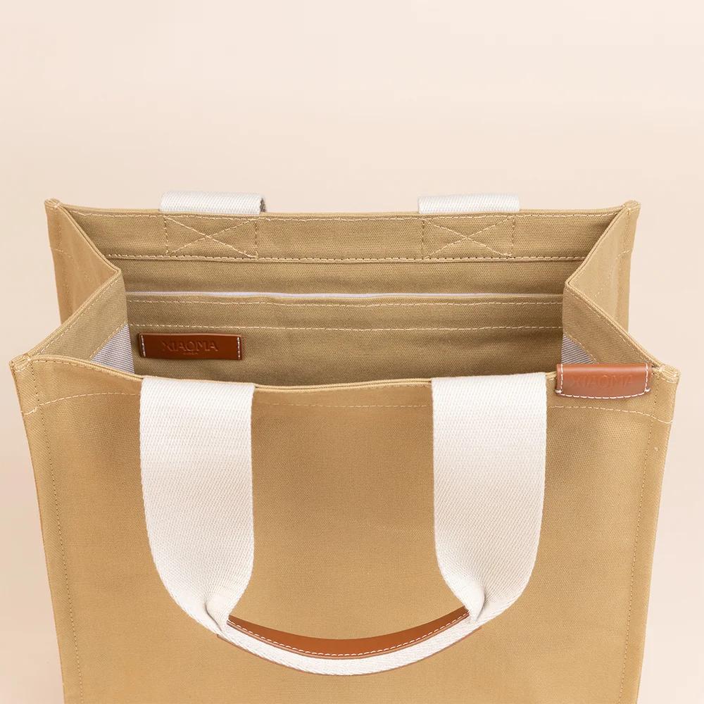 Brand New ( Rank N ) XIAOMA Travel Delight M Shopper Tote Light Brown Canvas - 4