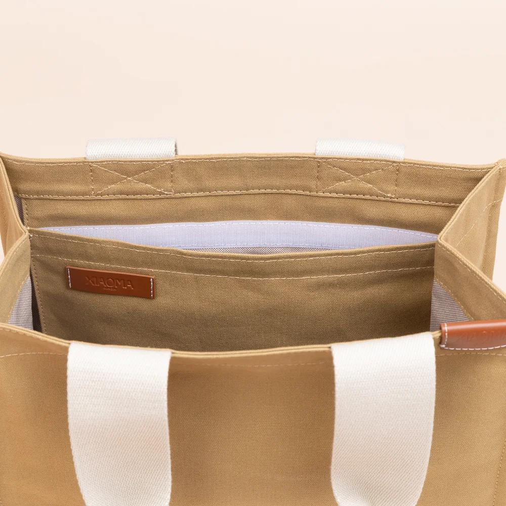 Brand New ( Rank N ) XIAOMA Travel Delight M Shopper Tote Light Brown Canvas - 6