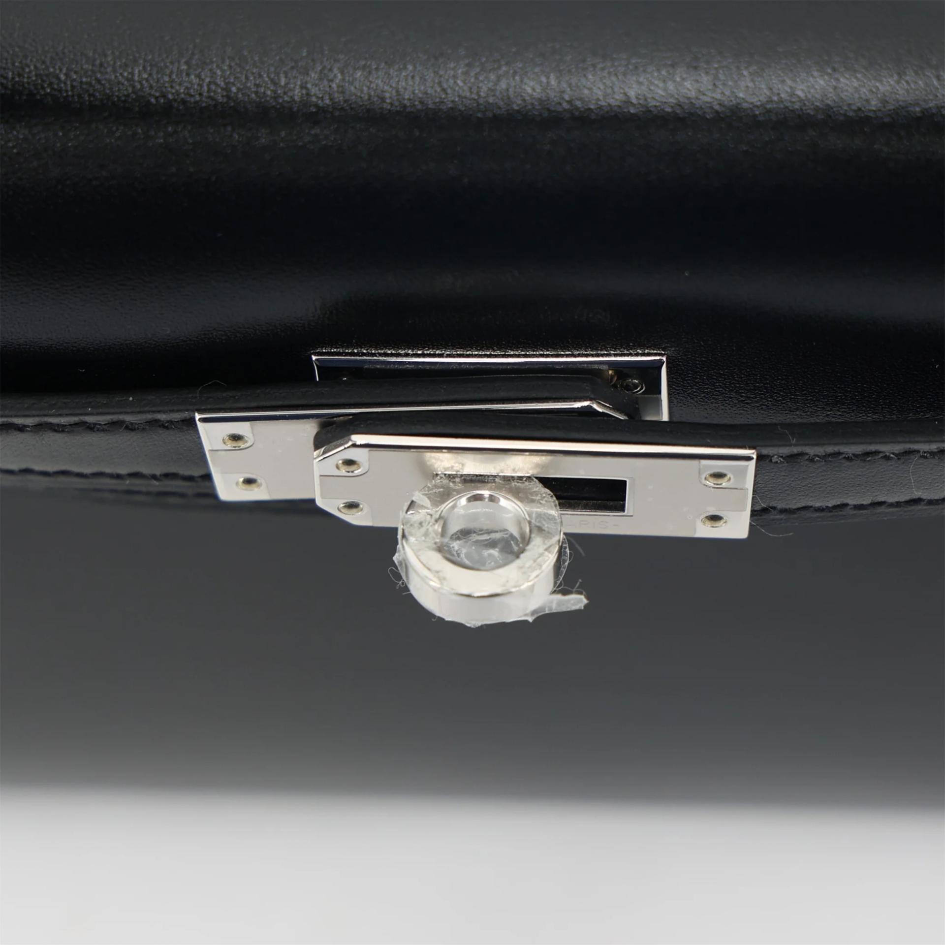 Brand New ( Rank N ) HERMÈS Mini Kelly II Noir (89) Box-calf Palladium hardware K (2025) - 9