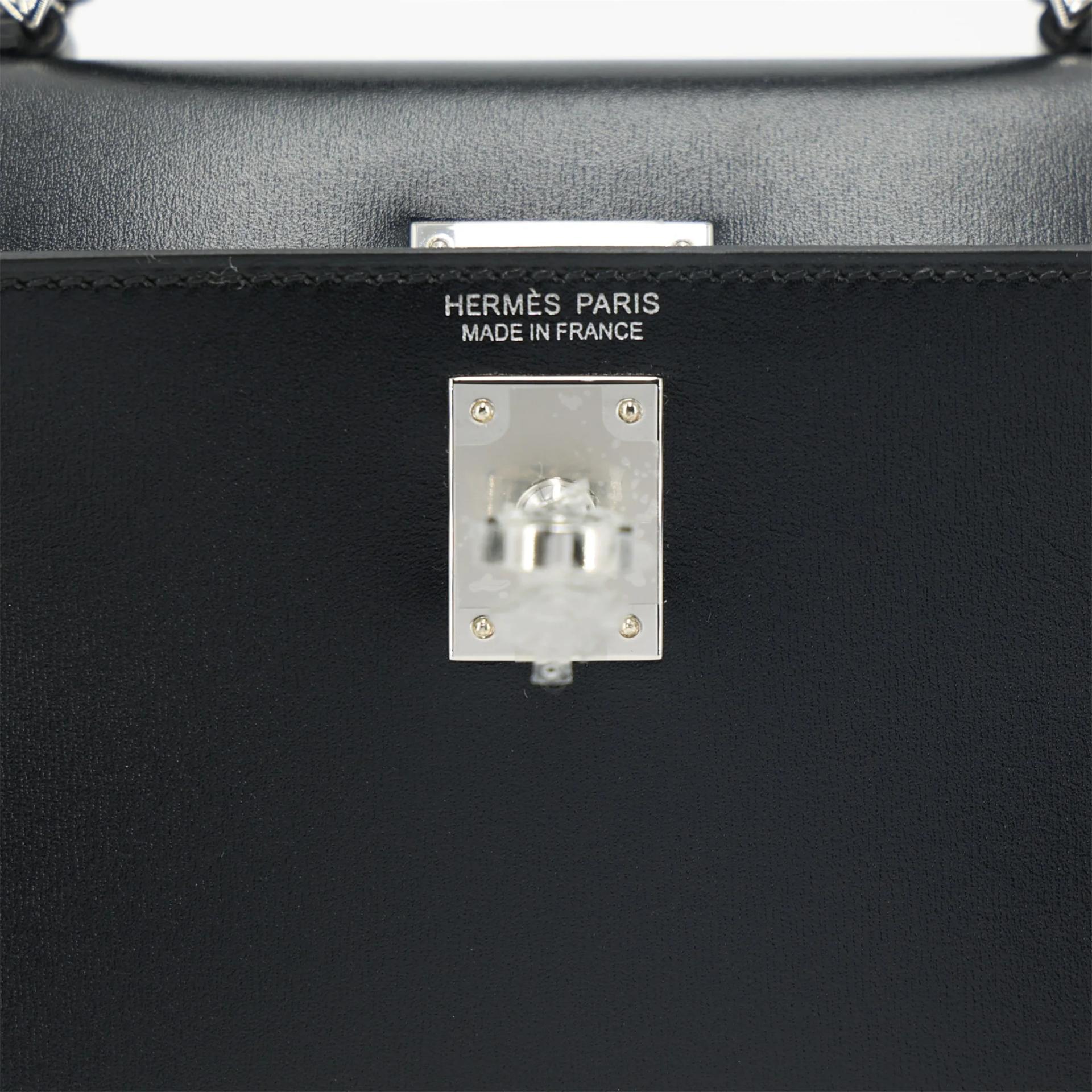 Brand New ( Rank N ) HERMÈS Mini Kelly II Noir (89) Box-calf Palladium hardware K (2025) - 10