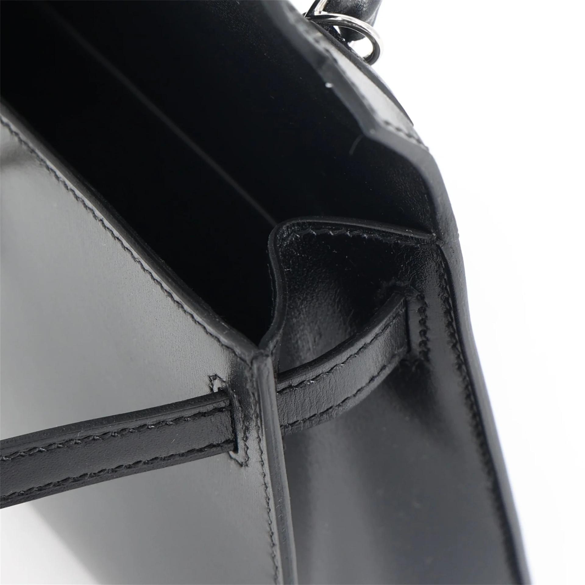 Brand New ( Rank N ) HERMÈS Mini Kelly II Noir (89) Box-calf Palladium hardware K (2025) - 13