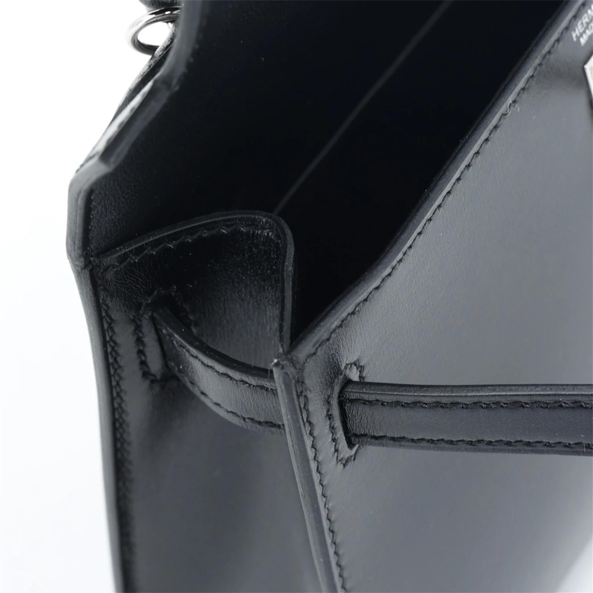 Brand New ( Rank N ) HERMÈS Mini Kelly II Noir (89) Box-calf Palladium hardware K (2025) - 12