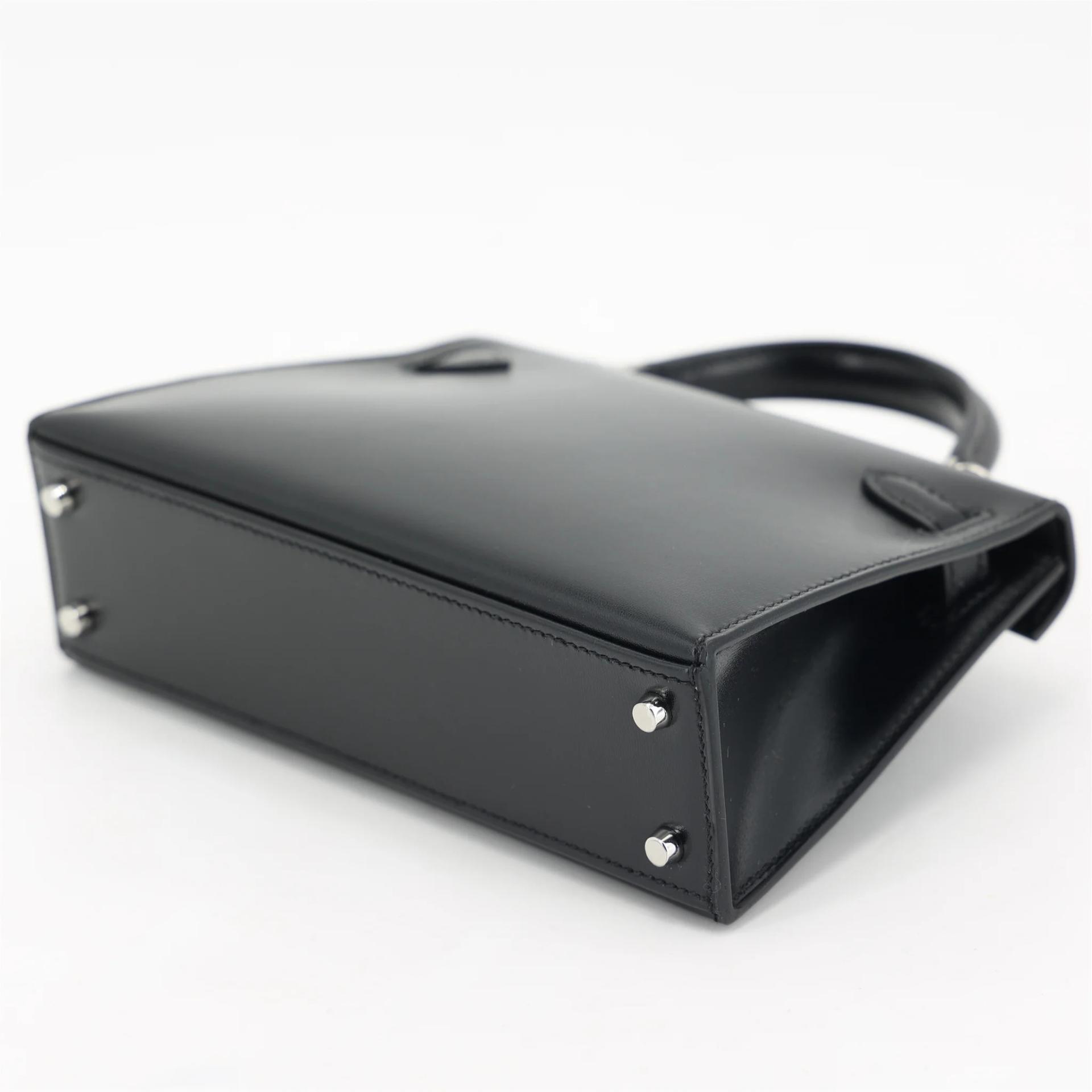 Brand New ( Rank N ) HERMÈS Mini Kelly II Noir (89) Box-calf Palladium hardware K (2025) - 7