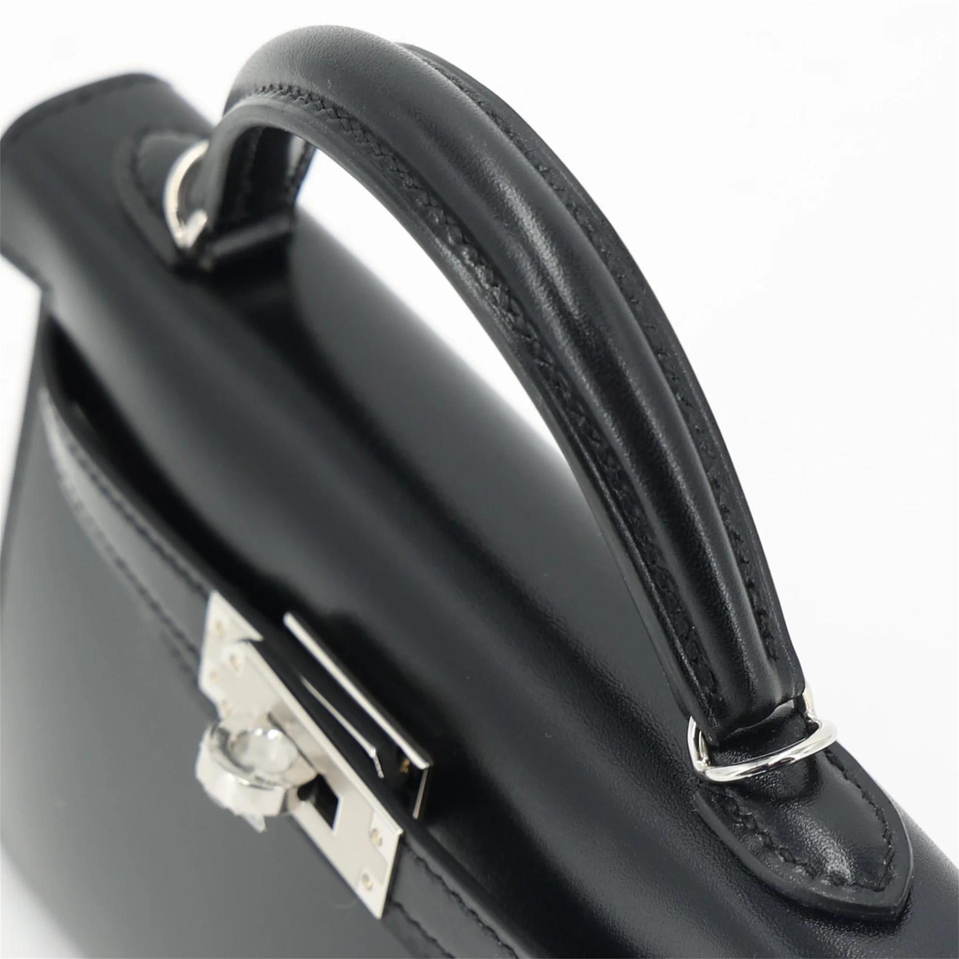 Brand New ( Rank N ) HERMÈS Mini Kelly II Noir (89) Box-calf Palladium hardware K (2025) - 3