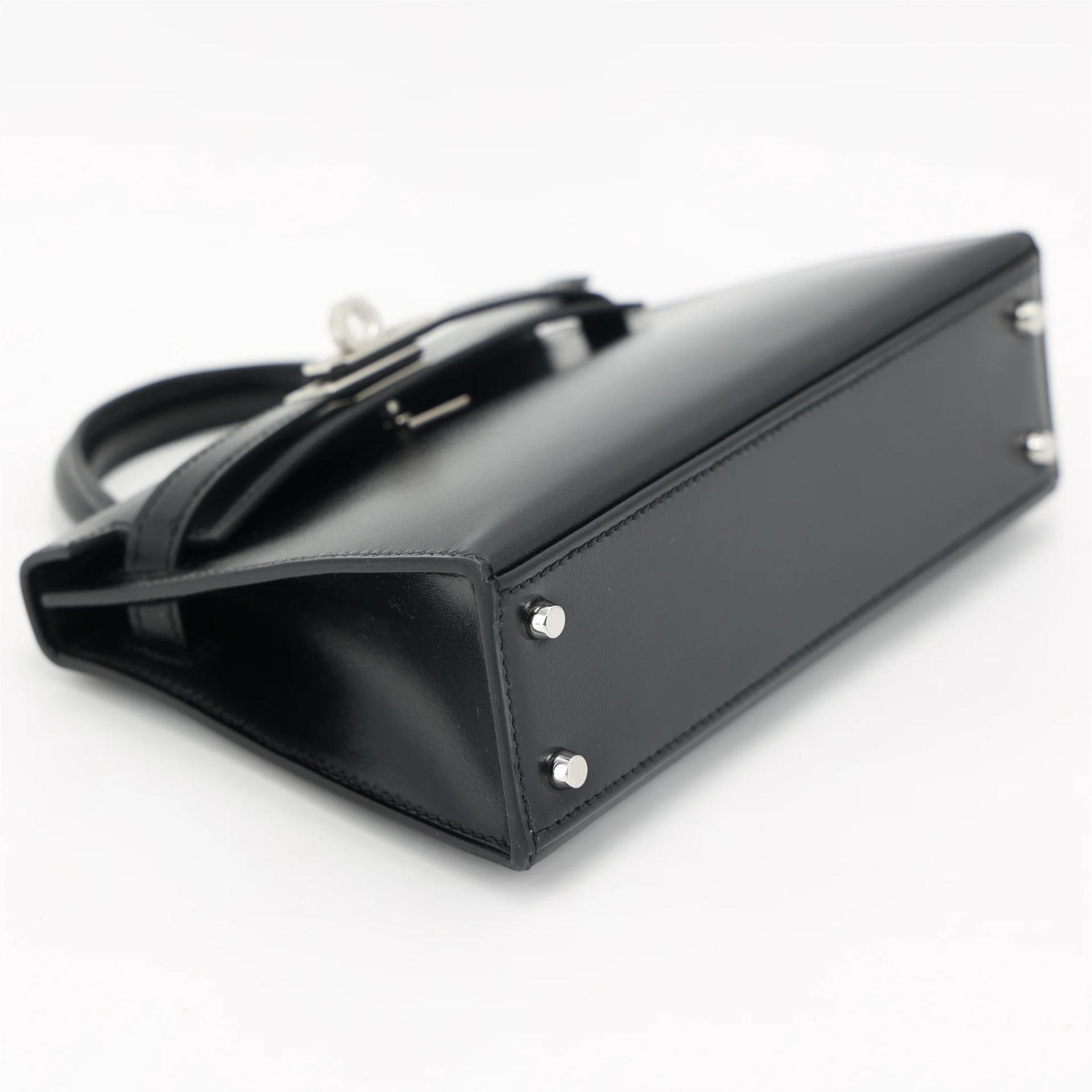 Brand New ( Rank N ) HERMÈS Mini Kelly II Noir (89) Box-calf Palladium hardware K (2025) - 4