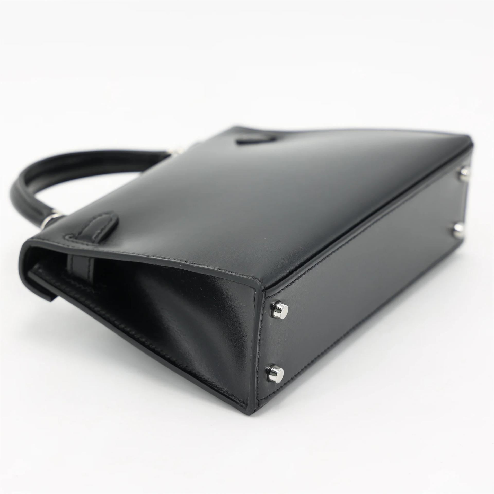 Brand New ( Rank N ) HERMÈS Mini Kelly II Noir (89) Box-calf Palladium hardware K (2025) - 6