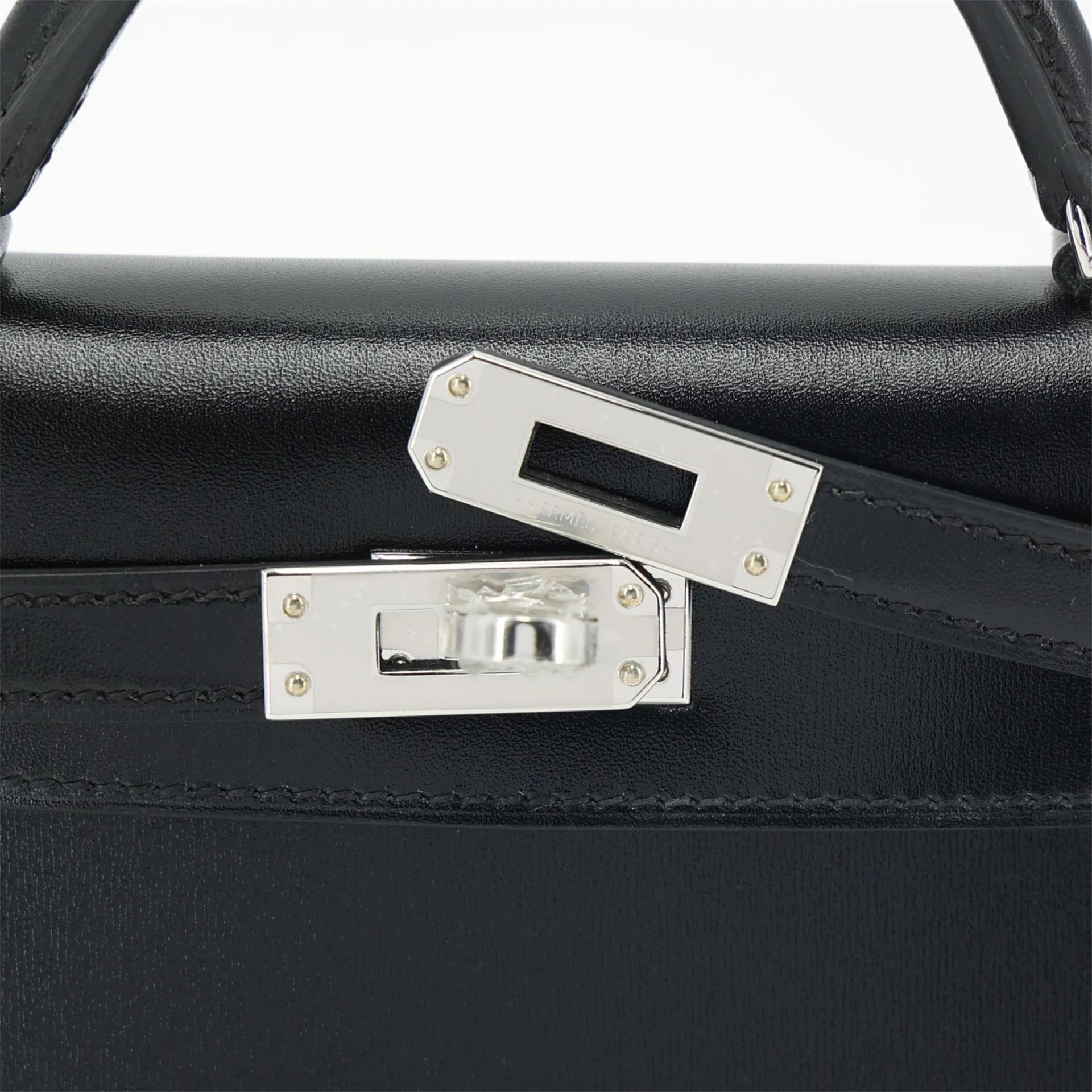 Brand New ( Rank N ) HERMÈS Mini Kelly II Noir (89) Box-calf Palladium hardware K (2025) - 8