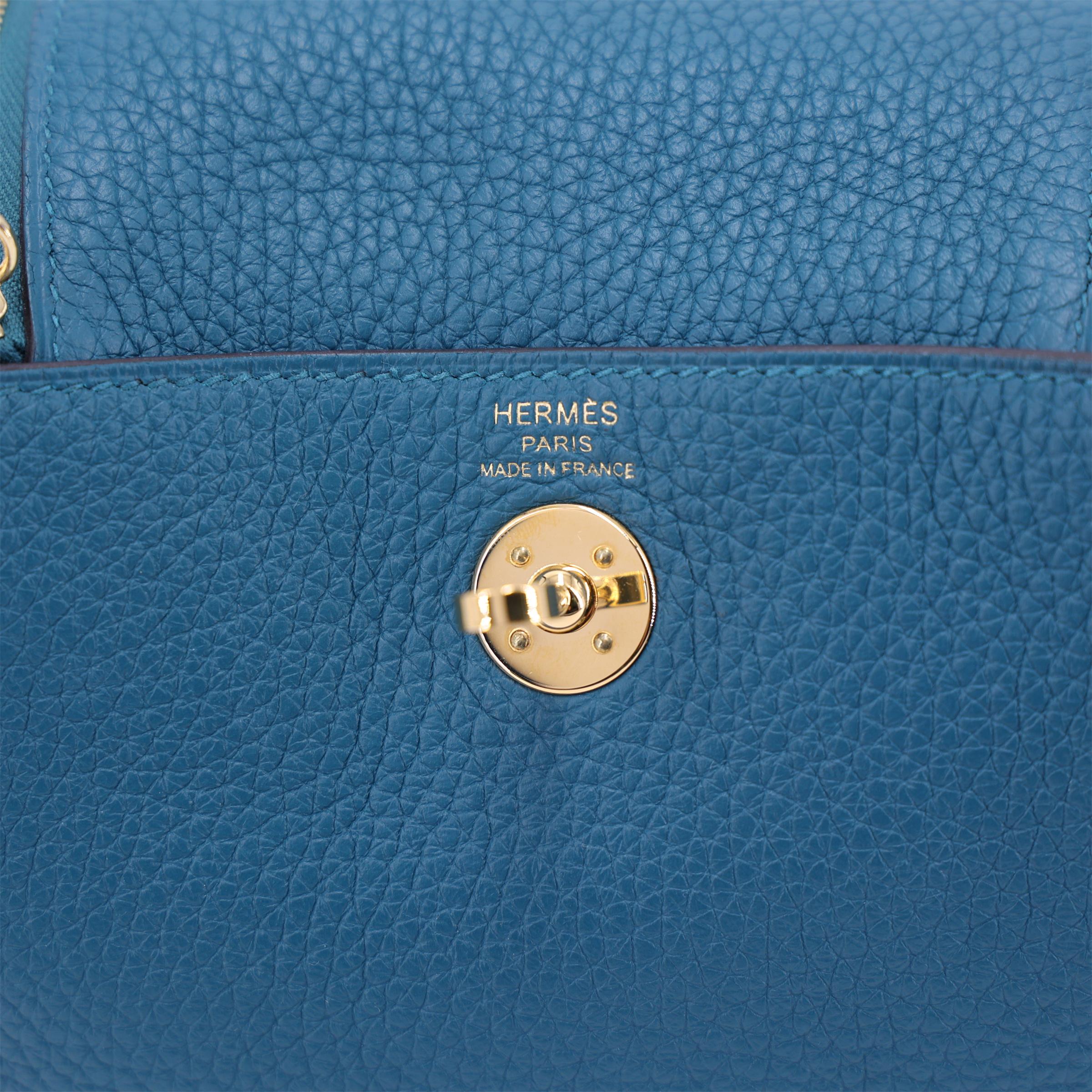 Excellent ( Rank SA ) HERMÈS Mini Lindy Vert Bosphore (W0) Clemence Gold hardware Y (2020) - 12