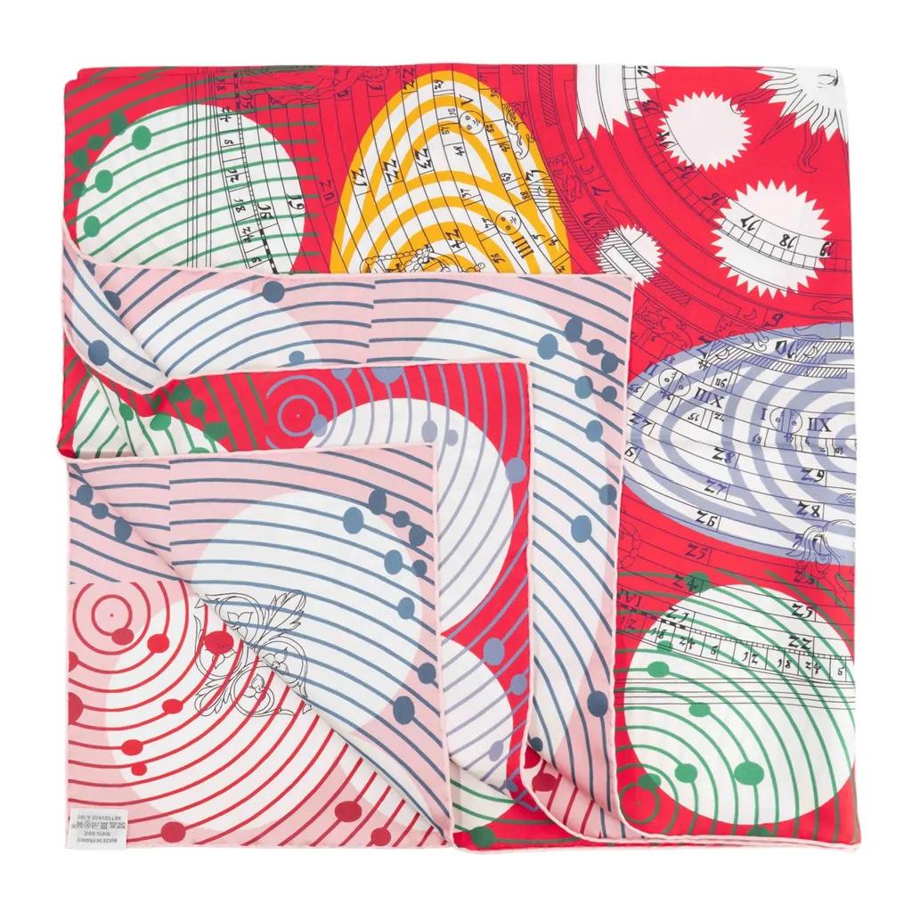 Carre 90 scarf Astronomie Astrologie double face Red