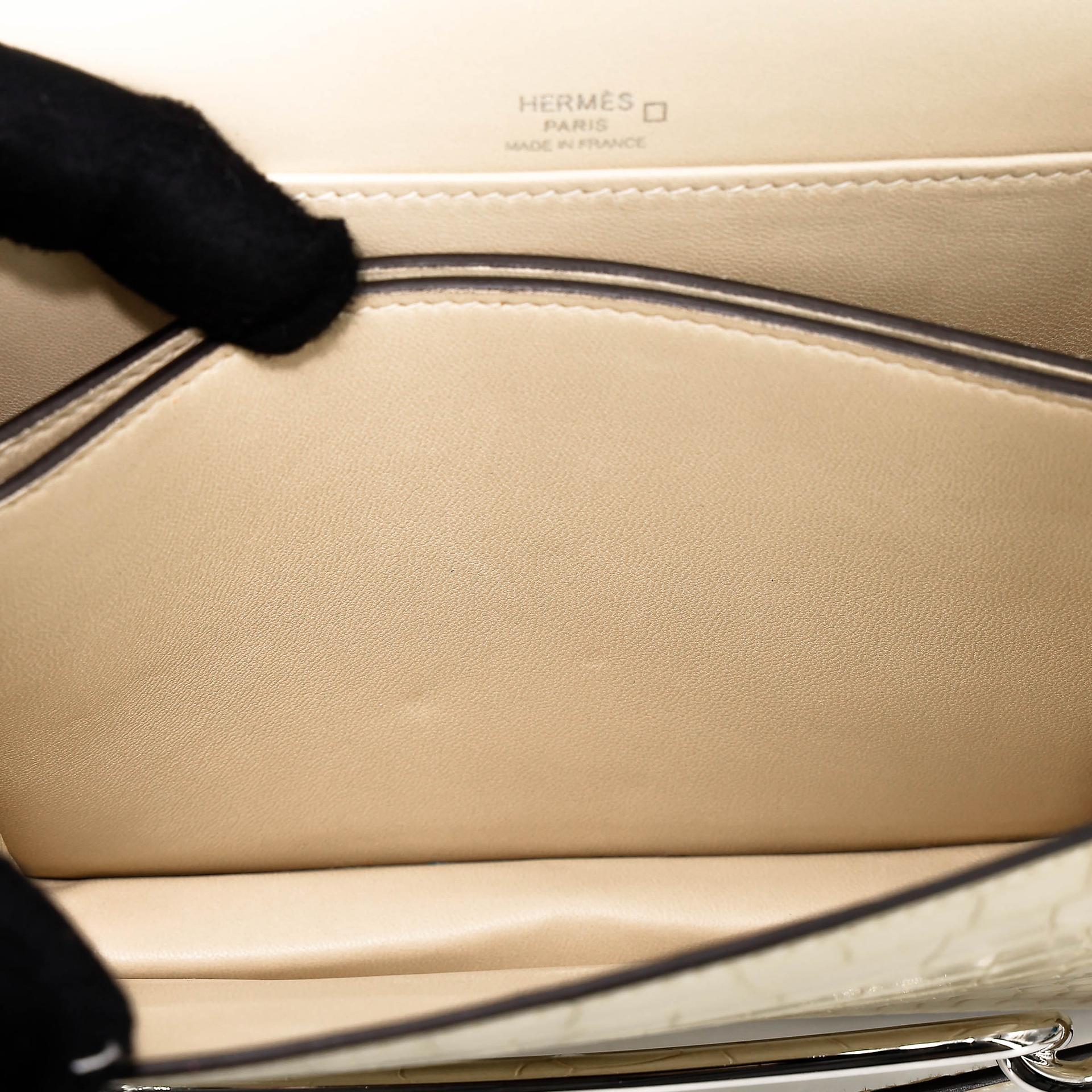 Very Good ( Rank A) HERMÈS Roulis Mini Ombre (1B) Vanille (Y1) Lizard Matte Alligator Palladium hardware X (2016) - 21
