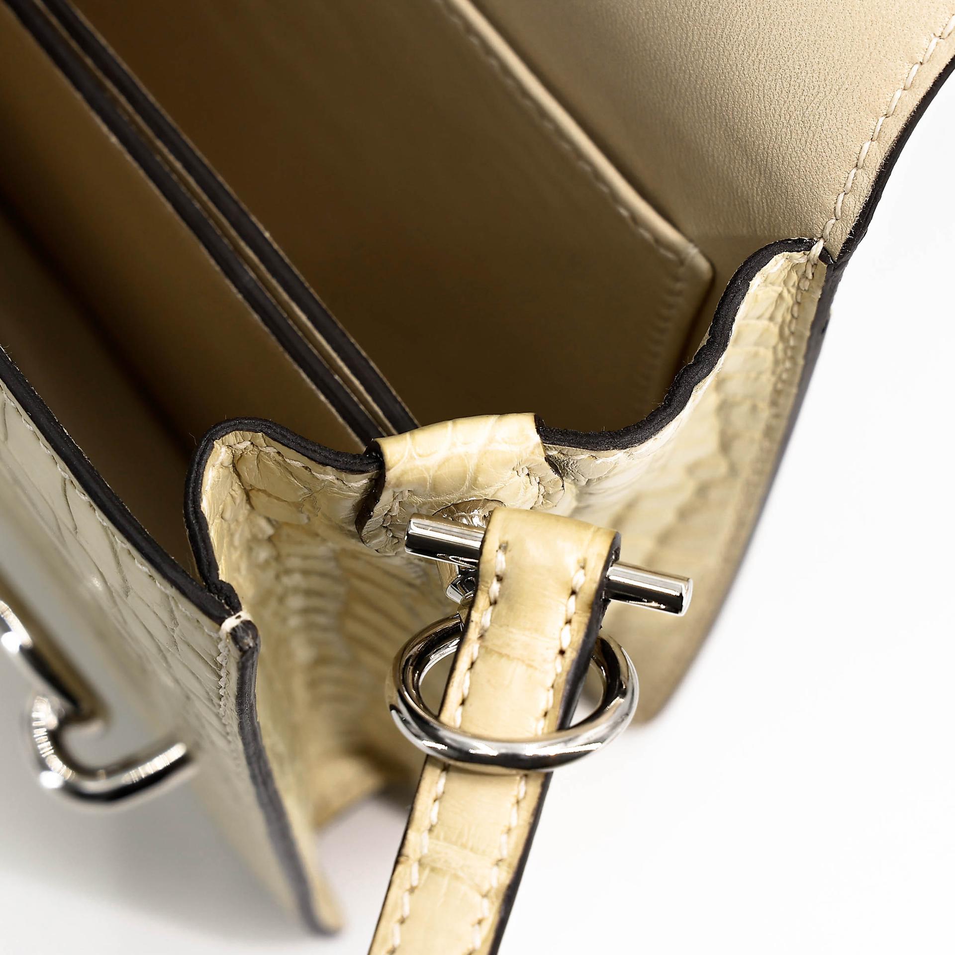 Very Good ( Rank A) HERMÈS Roulis Mini Ombre (1B) Vanille (Y1) Lizard Matte Alligator Palladium hardware X (2016) - 17
